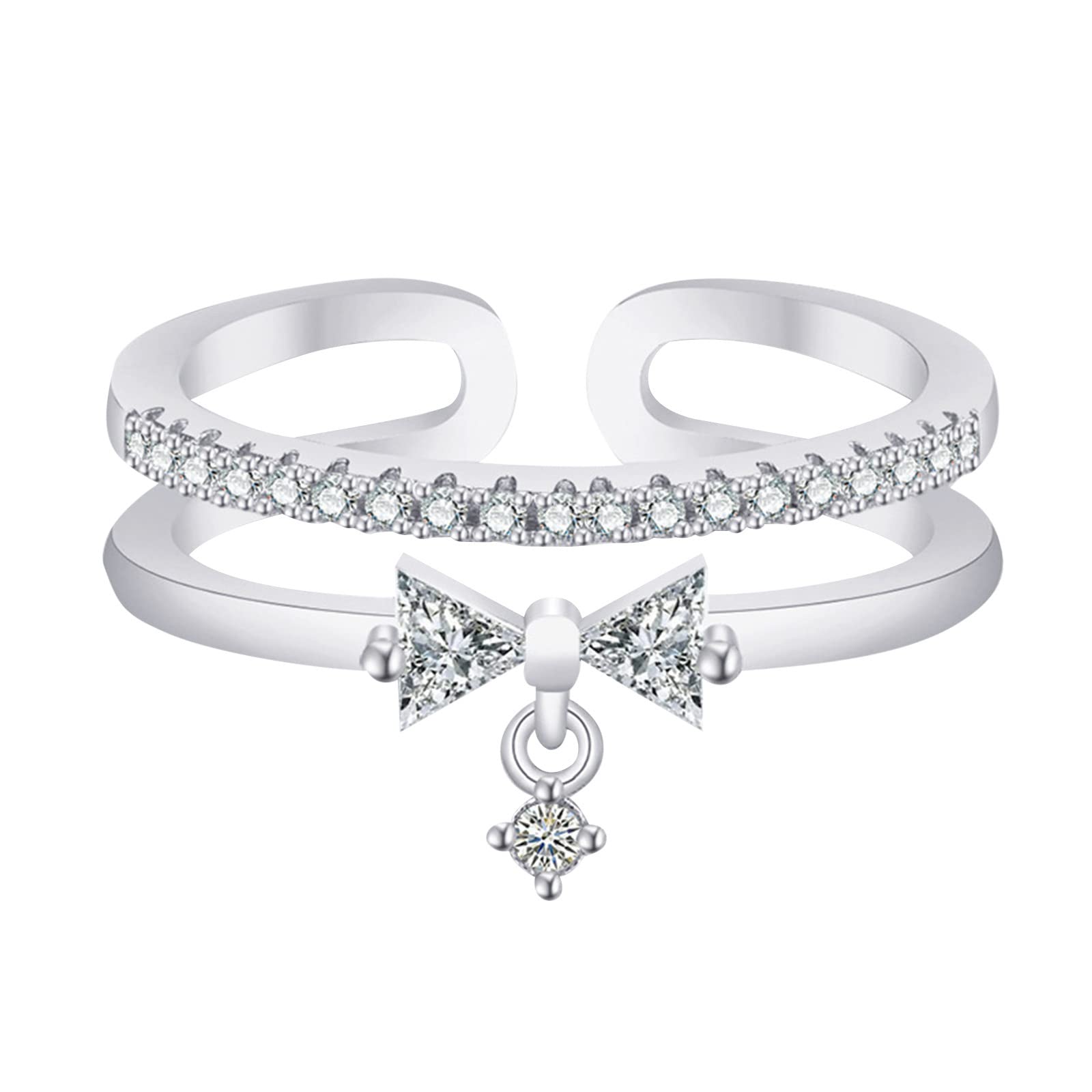 Promise Rings for Women - Adjustable Bowknot Jewelry for Gifts & Anniversaries