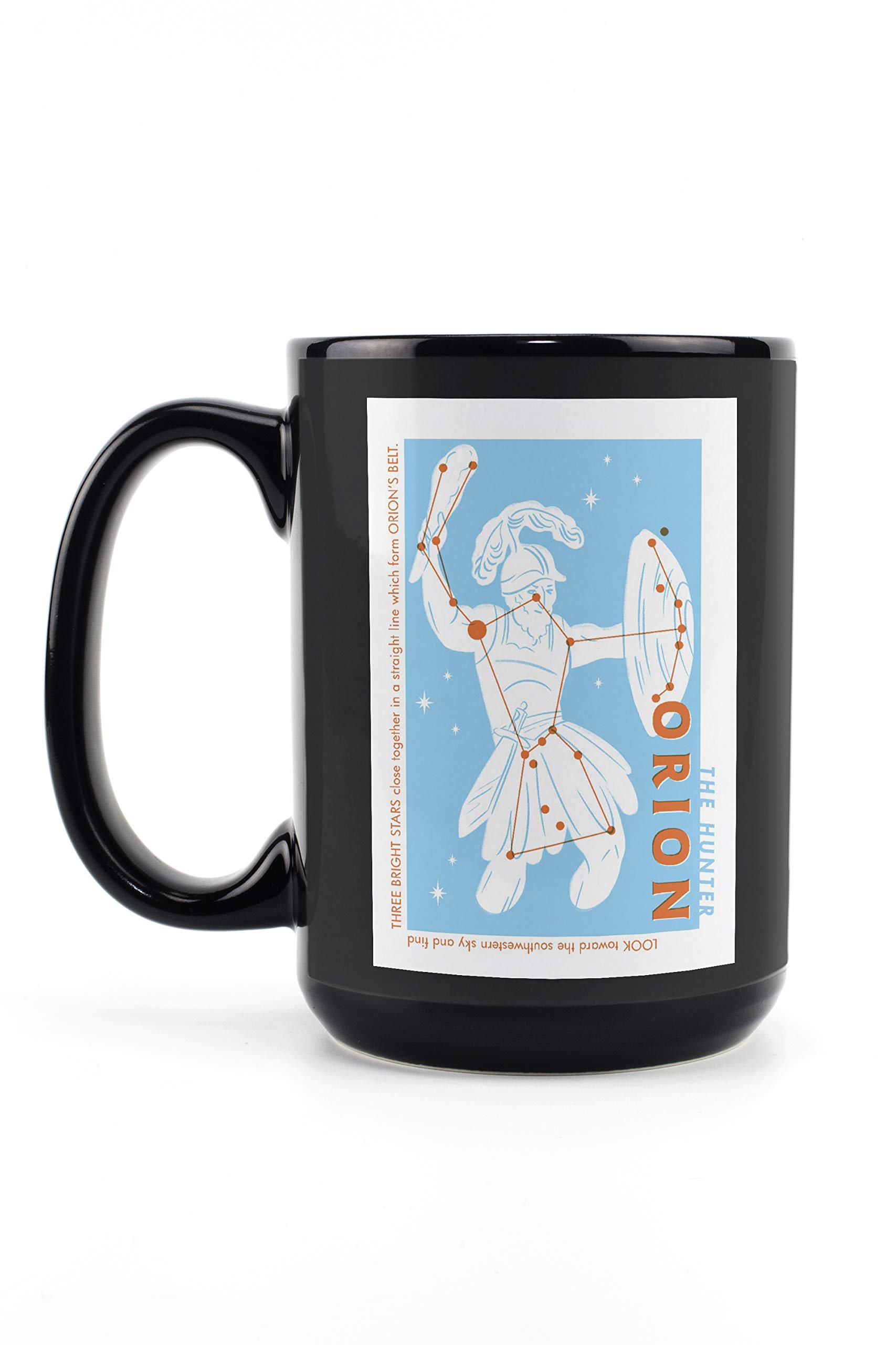 Lantern Press Orion The Hunter Constellation 15oz Black Ceramic Coffee Mug - Microwave & Dishwasher Safe - Perfect for Stargazing, Astronomy Gifts & Hot Beverage Lovers