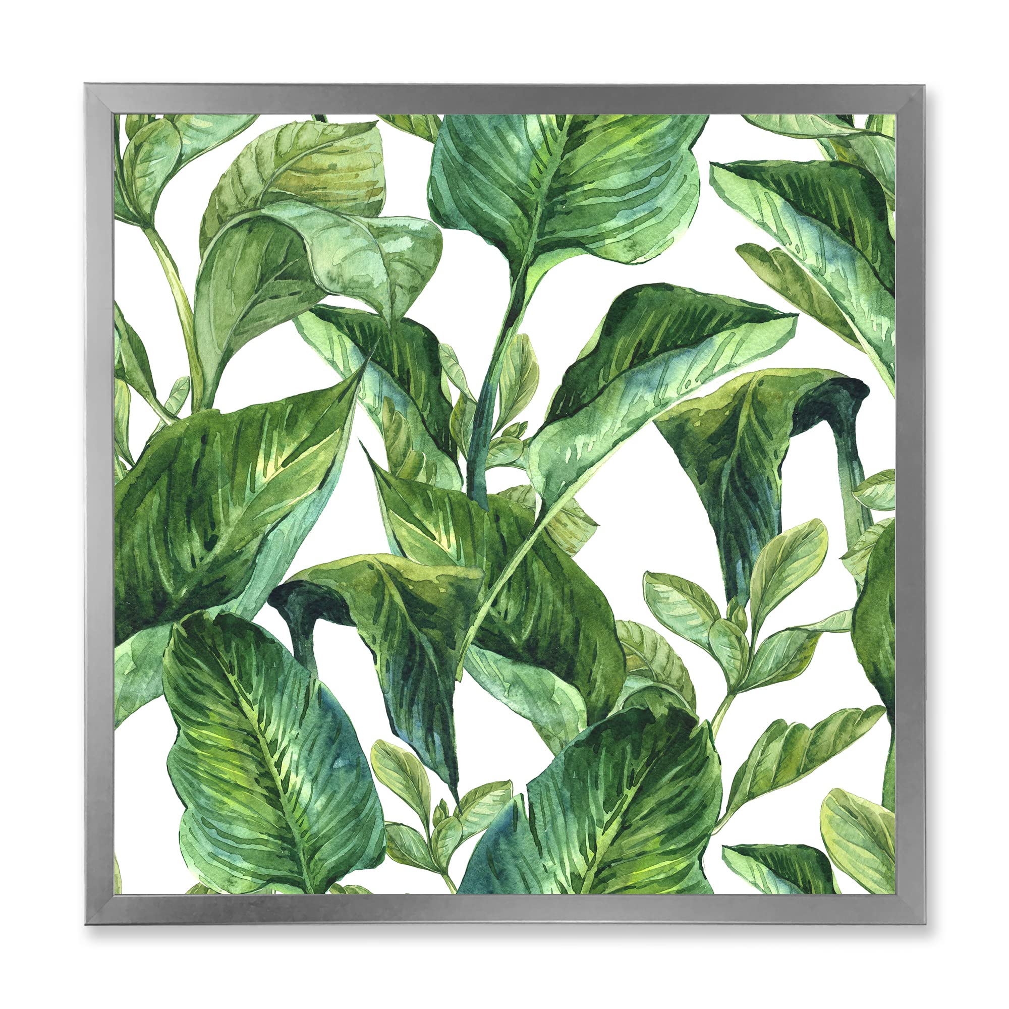 DesignQ Tropical Leaves Framed Wall Art - Vibrant Botanical Decor for Living Room, Bedroom & Office