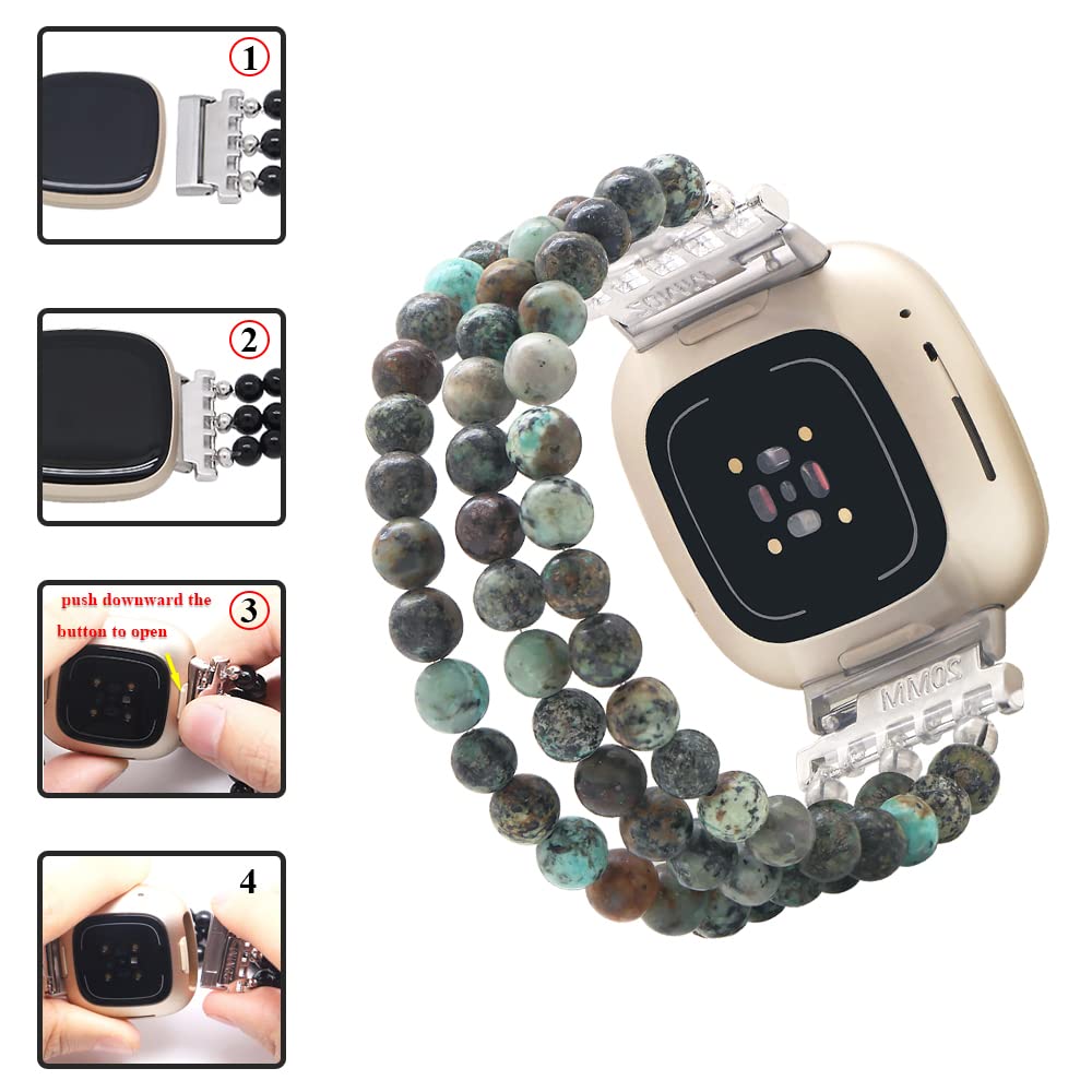 Fitbit Versa 3/4 & Sense 2 Bands - Beaded Gemstone Bracelets for Women & Men | Workout & Fashion Accessory