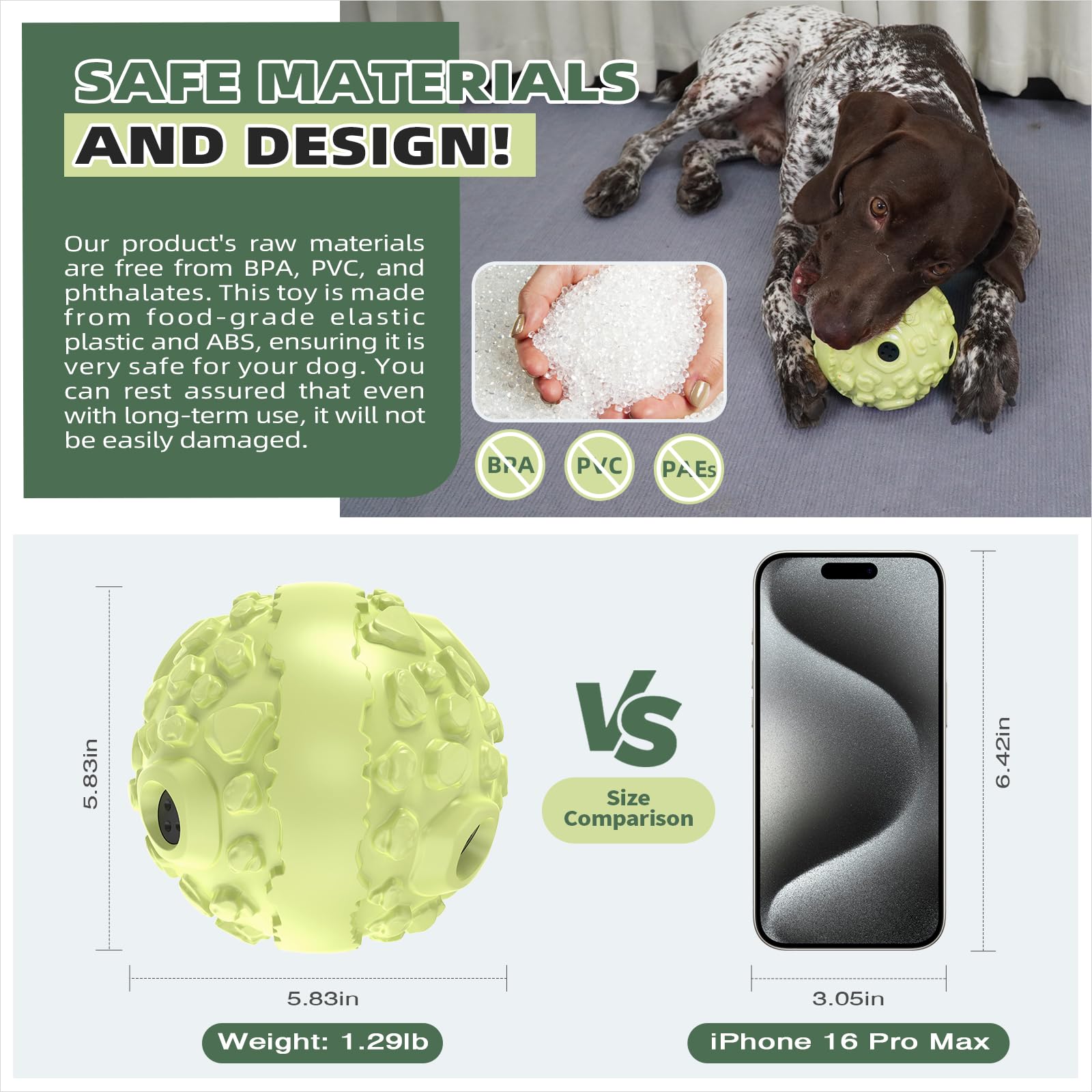 **KADTC Extra-Large Giggling Roll Ball Dog Chew Toy – Durable Interactive Chew Toy for Large & Aggressive Chewers – Teeth Cleaning & Boredom Buster – Perfect for Playtime, Training & Enrichment**