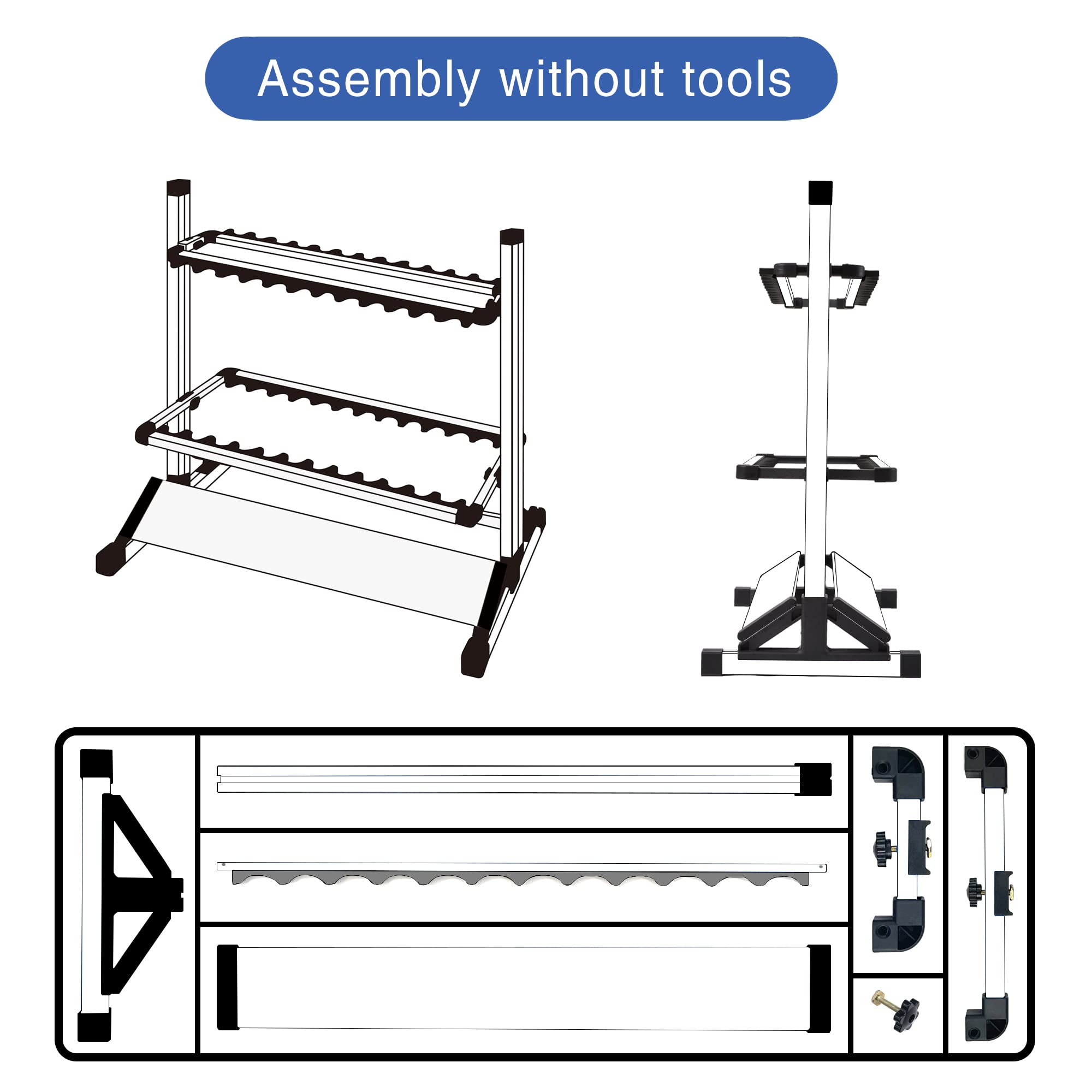 JOYWAVE Aluminum Fishing Rod Holders - Portable Vertical Ground Display Rack for 24 Fishing Poles | Durable & Lightweight Fishing Gear Storage for Boats, Shore Fishing & Garage Organization