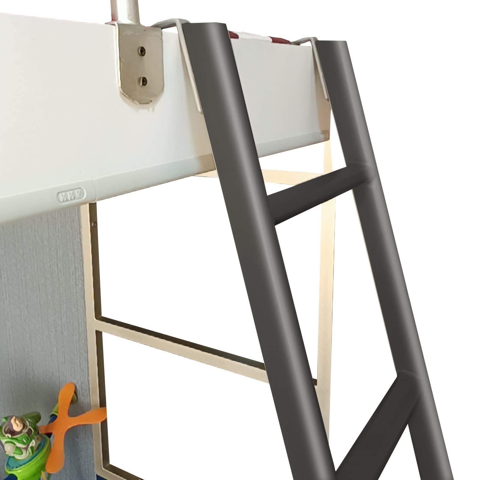 FYLZW Metal Bunk Bed Ladder Replacement - Adjustable 59 Inch Loft Ladder with Hooks for Twin Beds, Home, Dorm Room & Bedroom (Black, 5M) - Perfect for Kids' Bunk Beds, Attic Access & Space-Saving Bedroom Storage