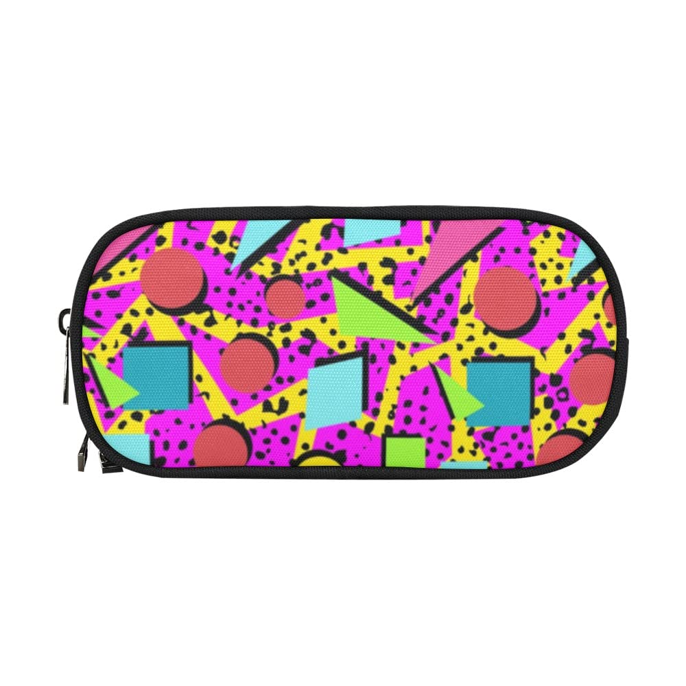 ANANGTEE Neon Pencil Case - Large Capacity Canvas School Supplies for Boys, Girls & Teens - Retro 80s 90s Pink Rainbow Zipper Pouch - Office Desk Organizer & Soft Pen Holder - Perfect for School, Work & Travel Accessories