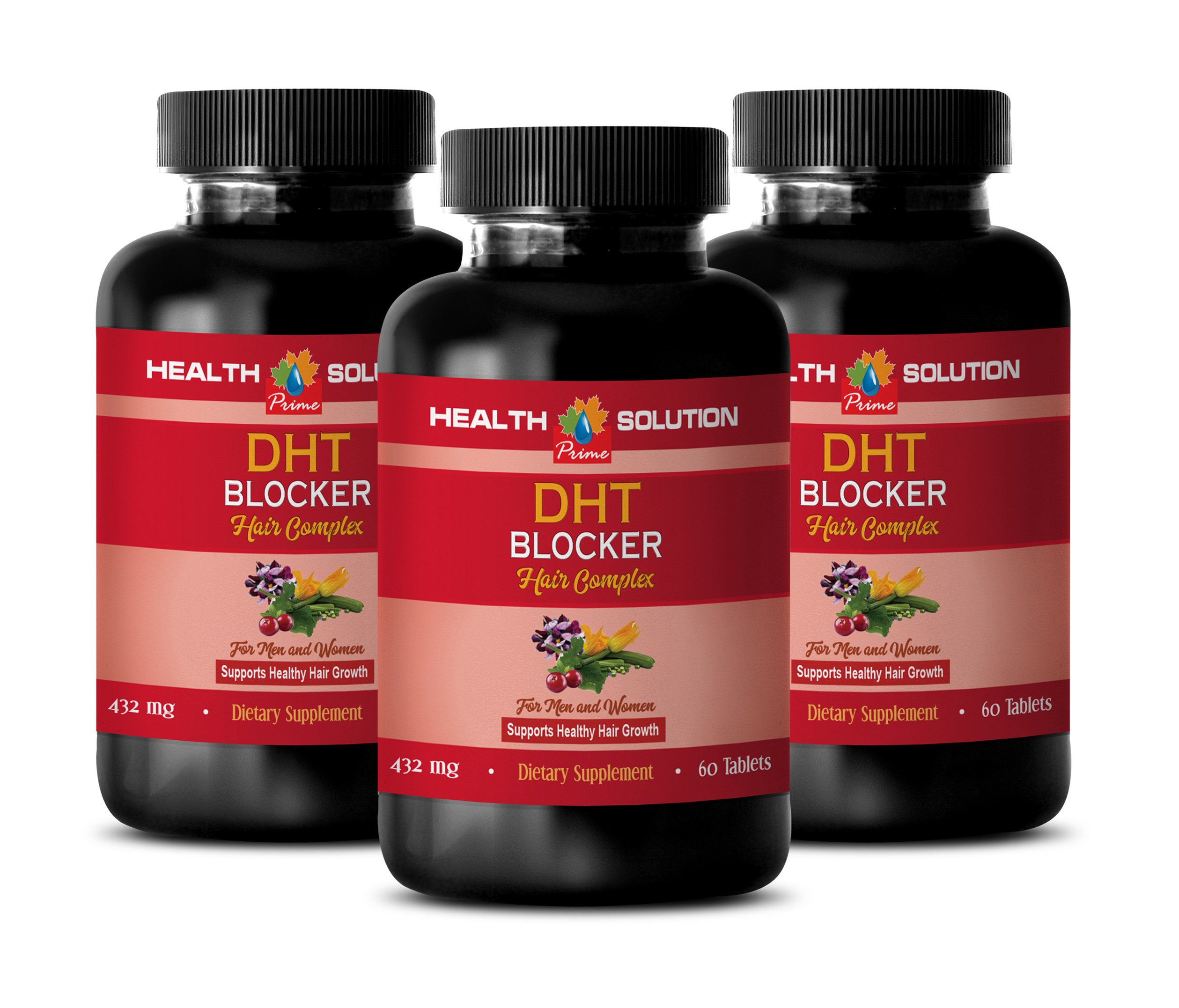 DHT Blocker Hair Growth Supplement for Men & Women - Pumpkin Seed Extract Capsules with Biotin & Saw Palmetto - Supports Thicker, Healthier Hair - 180 Coated Tablets (3 Bottles) - Ideal for Thinning Hair & Hair Loss Prevention