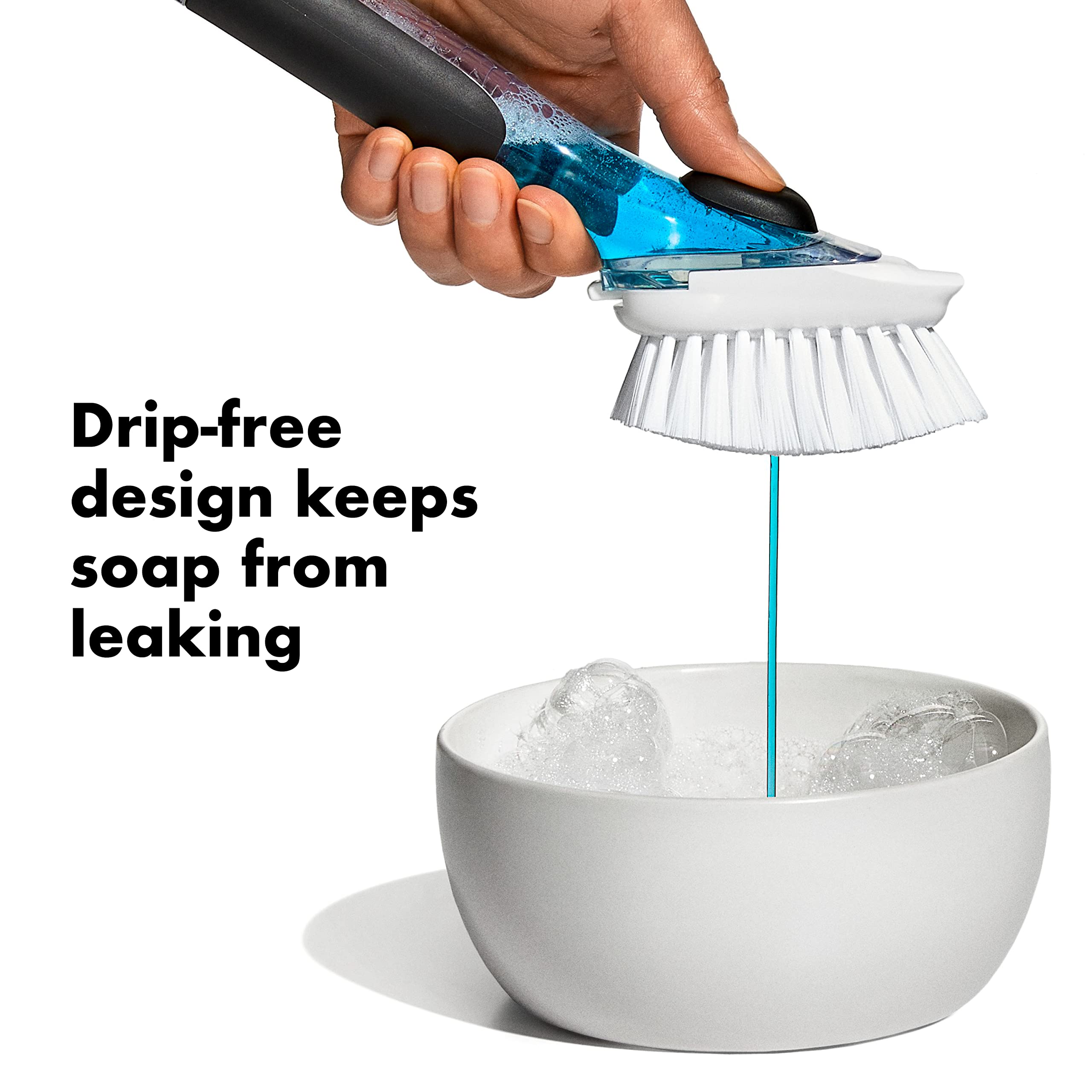 OXO Good Grips Soap Dispensing Dish Brush with Storage Holder - Kitchen Cleaning Brush for Dishes, Pots & Pans - Perfect for Sink, Countertop or Cabinet Organization