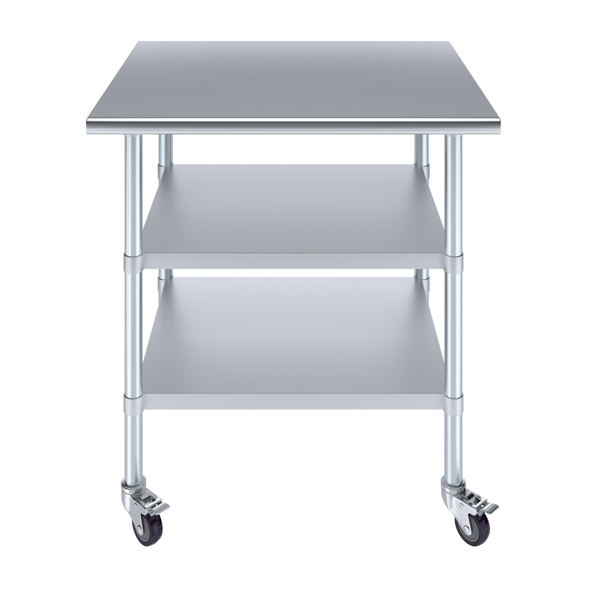 AmGood Stainless Steel Work Table with 2 Adjustable Shelves & Locking Casters | Heavy Duty Metal Utility Table 36