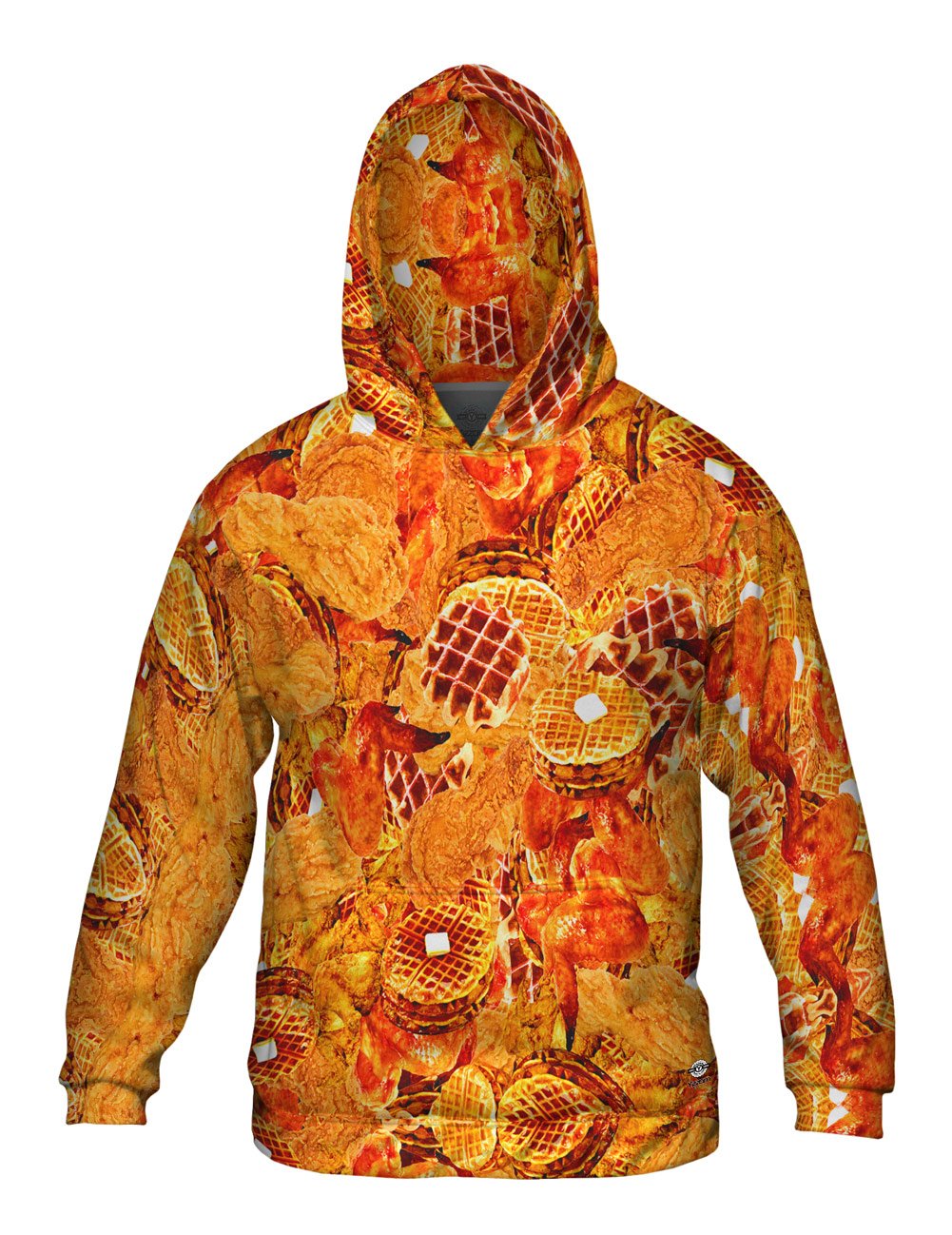 Yizzam Southern Chicken and Waffles Allover Print Men's Hoodie Sweater - Comfortable Pullover Hooded Sweatshirt for Casual Wear, Street Style & Gift Giving