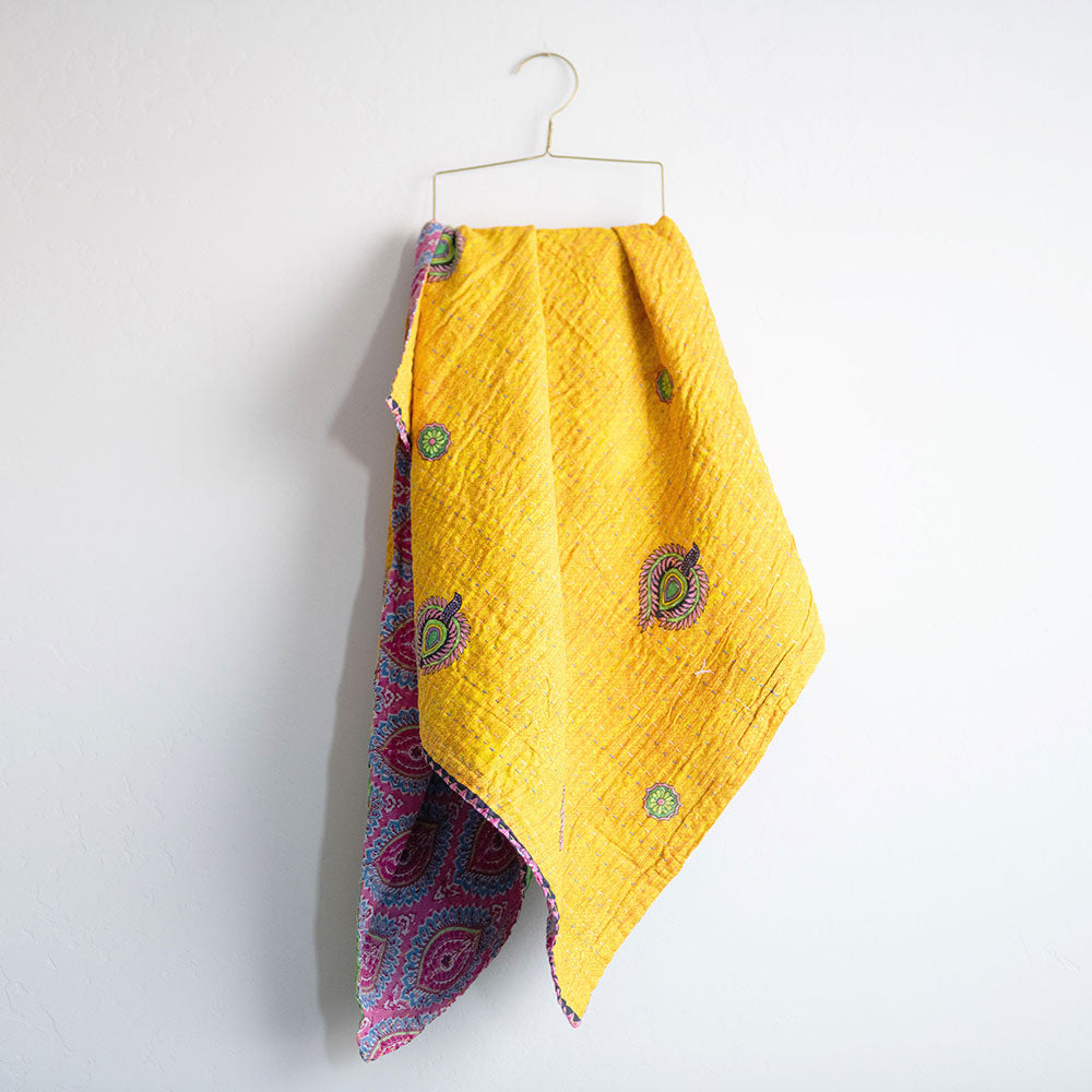 Soft Kantha Baby Blanket CB9076 - Handmade Cotton Swaddle Blanket for Newborns & Infants - Perfect for Nursery, Stroller, and Travel