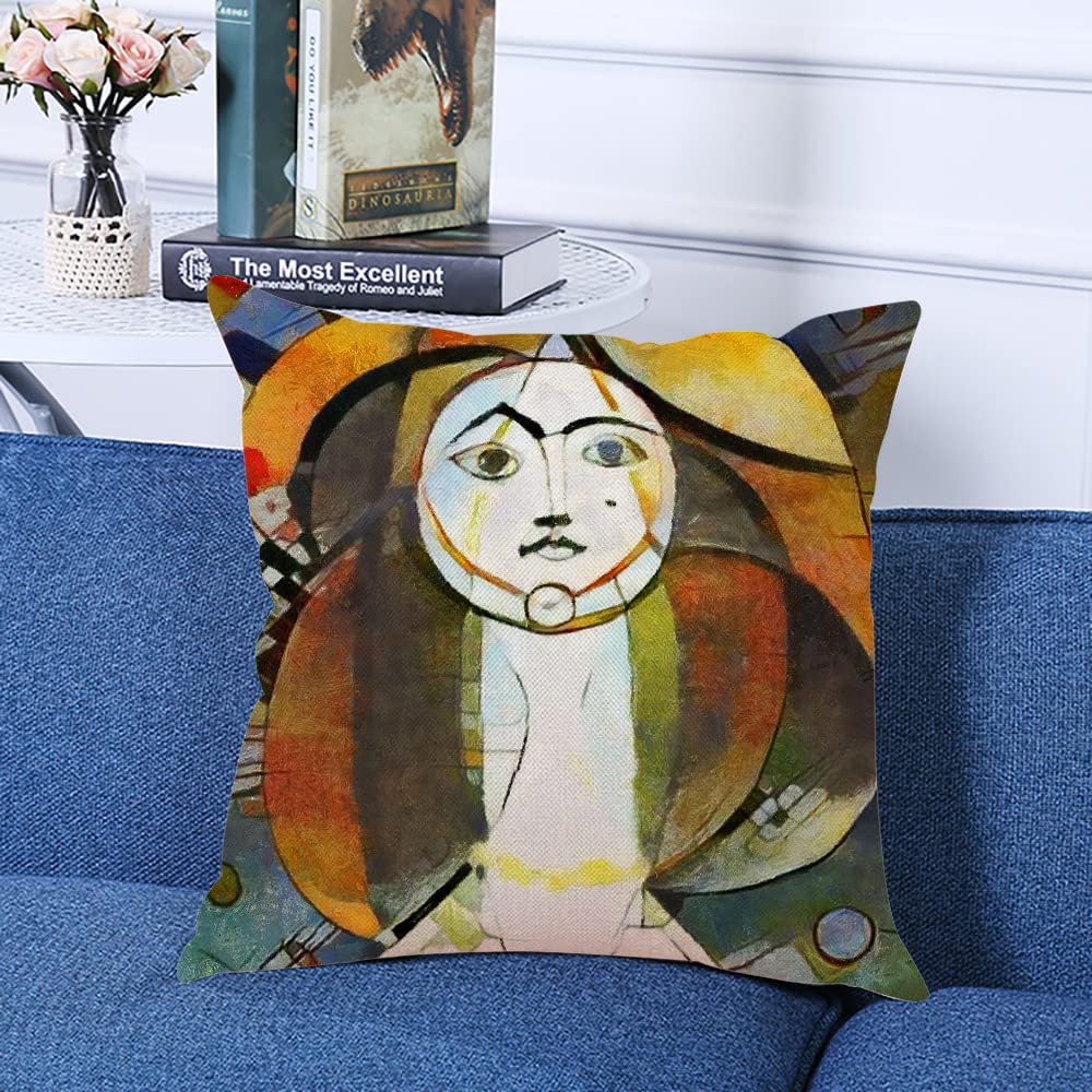 18x18 Inch Square Decorative Throw Pillow Covers - Modern Abstract Famous Paintings Design - Home Decor for Living Room, Bedroom & Sofa