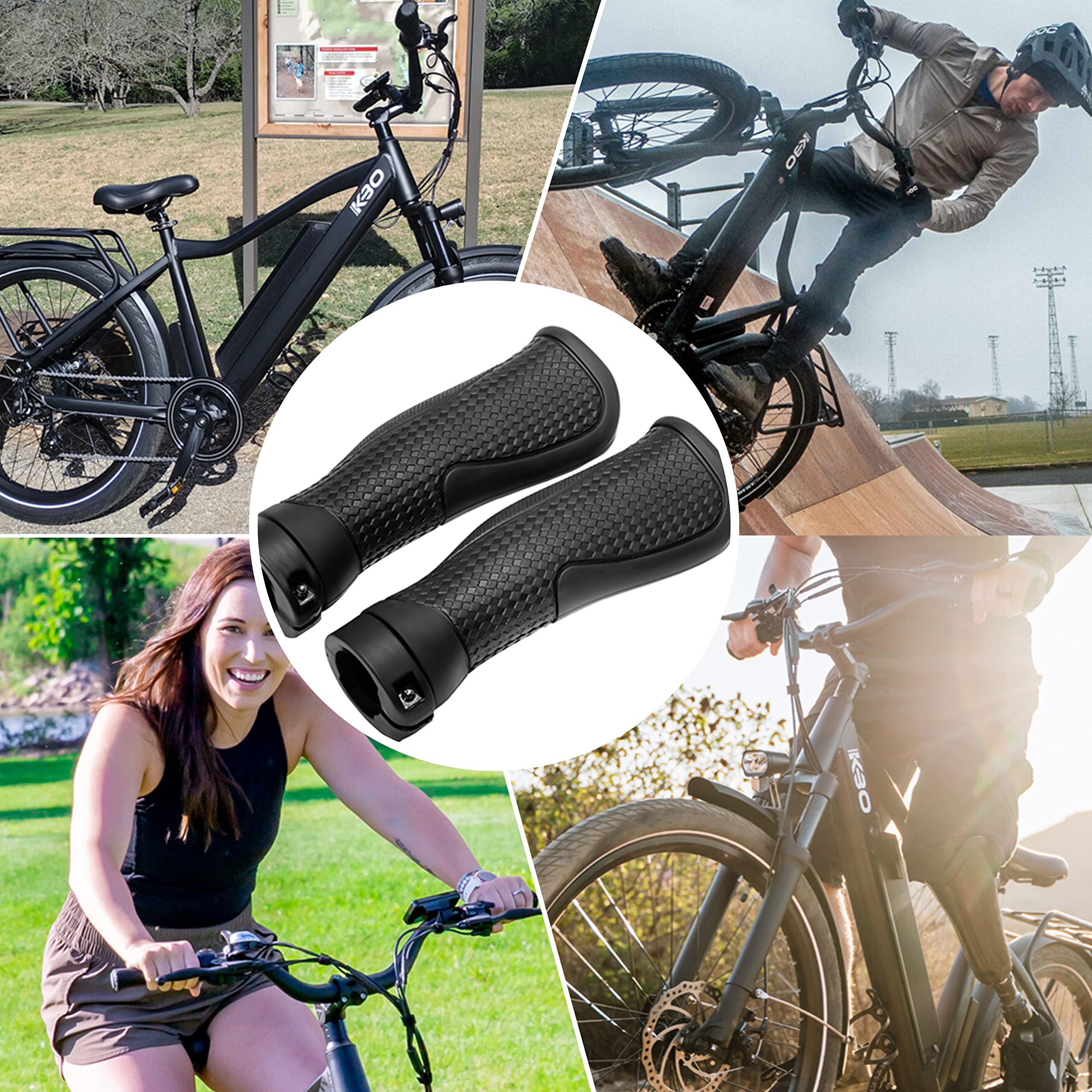 Himiway Ergonomic Lock-On Bike Handlebar Grips - Non-Slip Rubber Bicycle Handle Grip for E-Bike, Scooter & Foldable Bicycle - Perfect for Commuting, Mountain Biking & Urban Riding