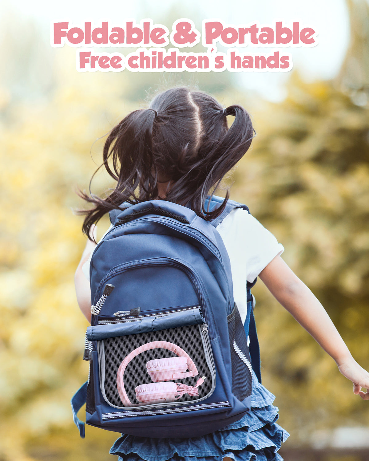Mpow Kids Headphones with 94dB Safe Volume - Adjustable Over-Ear Headphones for Girls, Boys, Teens & Children - USB-C Jack, Tangle-Free Cord for School, Airplane Travel & Home Learning - Pink