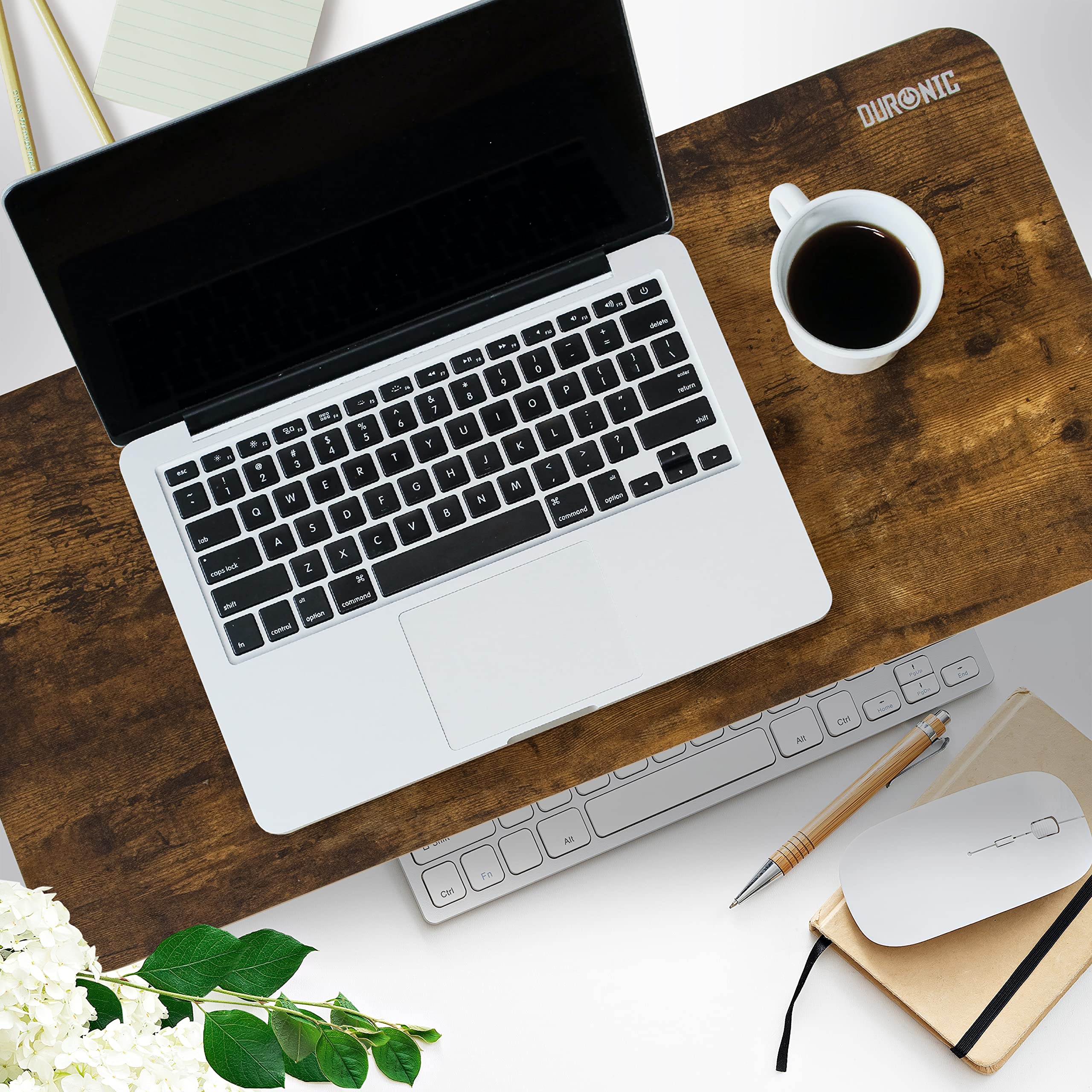Duronic DM06 1 AO Monitor Stand Riser - 63cm x 30cm Laptop & PC Screen Stand with 10kg Capacity - Antique Oak Wood Effect - Perfect for Home Office, Gaming Setup & Workspace Organization