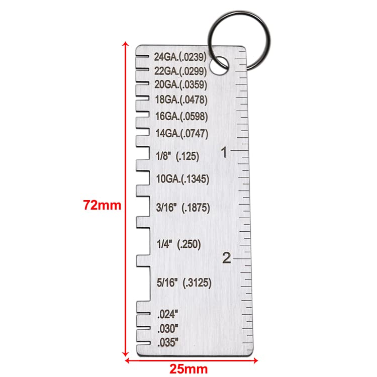 Stainless Steel Welding Gauge - Metal Sheet Thickness Gauge & Wire Gauge Ruler for Welding, Soldering & Metal Inspection | Portable Welder Tool for DIY, Construction & Metalworking Projects