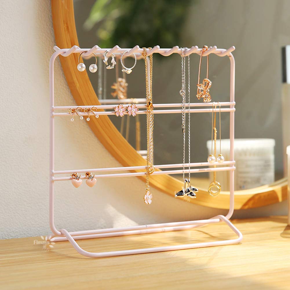 Pink Jewelry Organizer & Holder - Perfect for Earrings, Necklaces, Bracelets | Travel & Home Storage Solution