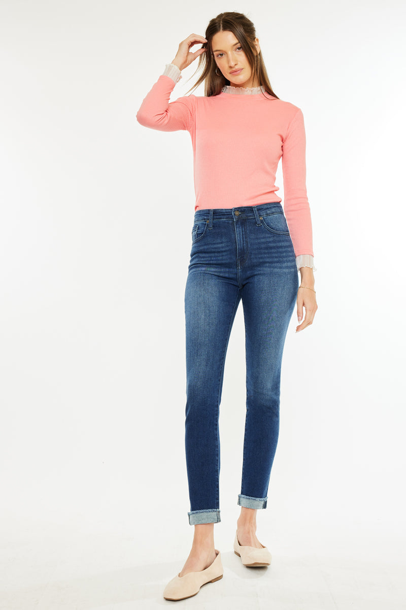Janice Essentials High Rise Cigarette Leg Jeans for Women - Slim Fit Stretch Denim Pants - Perfect for Casual Wear, Office Outfits & Night Out
