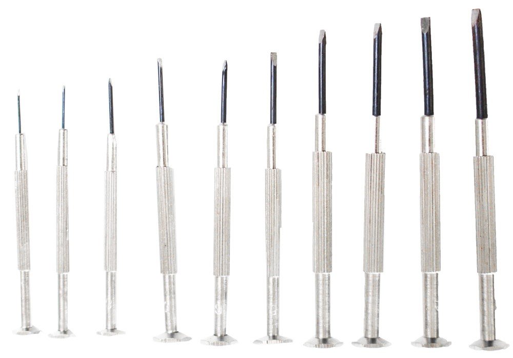 10-Piece Slotted Precision Screwdriver Set with Engraved Numbers - Ergonomic Twist Grip & Textured Handles - Compact Vinyl Pouch Included - Perfect for Electronics Repair, Watchmaking, and DIY Projects