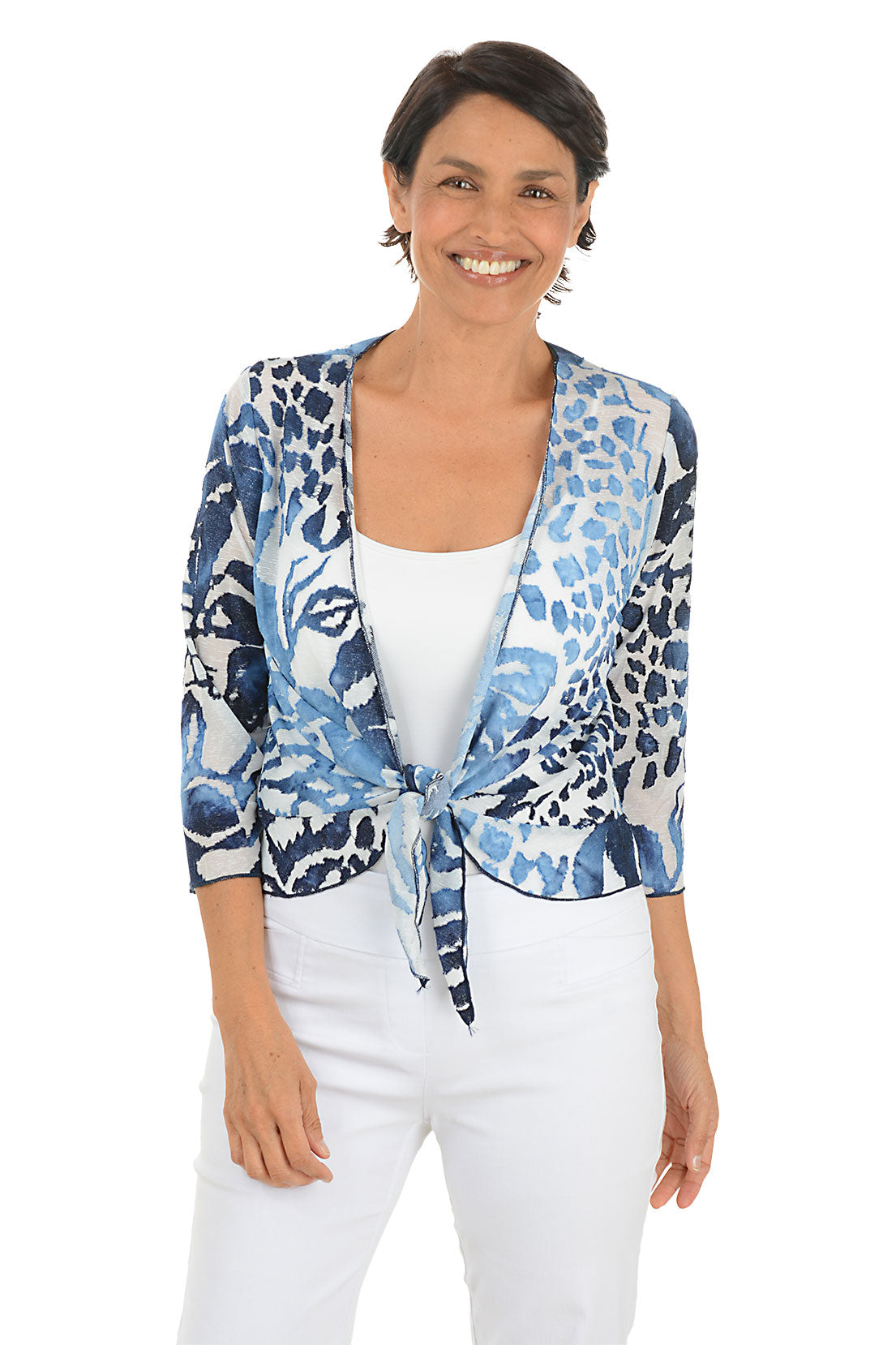 Leopard Print Tie Front Shrug - Stylish & Trendy Women's Fashion Top for Casual Outfits & Evening Wear