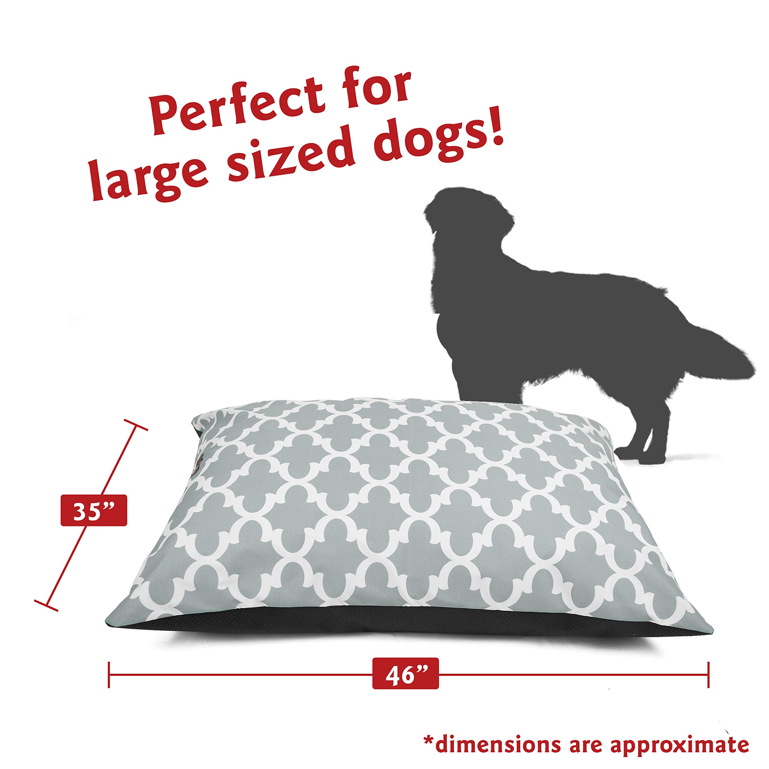 Washable Non-Slip Large Dog Bed 46x35 Inch - Comfy Orthopedic Pet Bed for Crates & Kennels, Gray Trellis Design - Perfect for Large Breed Dogs, Ideal for Sleeping, Lounging & Home Use