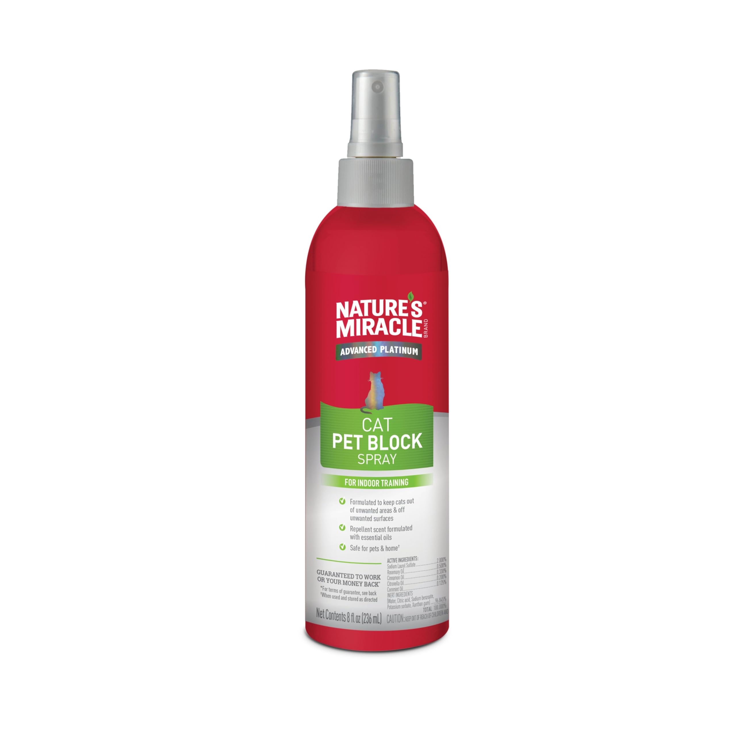 Nature's Miracle Advanced Platinum Cat Repellent Spray - 8 oz | Indoor Training Aid for Cats | Stops Scratching & Marking on Furniture, Carpets & More
