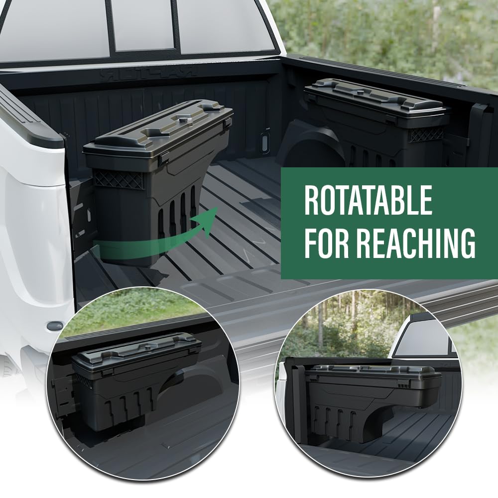 Lockable Truck Bed Tool Box for Ford F150 2015-2020 | Right Passenger Side Storage Organizer | Durable Cargo Management for Camping & Work Tools