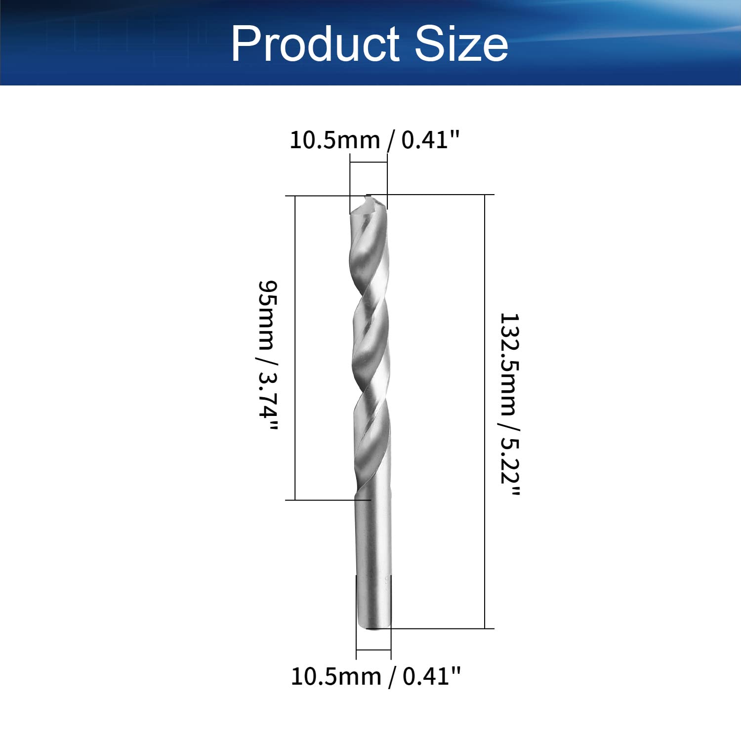 10.5mm HSS Twist Drill Bit Set - 5pcs High Speed Steel Jobber Drill Bits for Steel & Aluminum Alloy - Perfect for Metalworking, DIY Projects, and Home Repairs