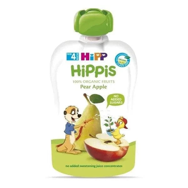 Organic HiPP Hippis Pear & Apple Puree - 100g (8572) | Baby Food Pouch | No Added Sugar | Expiry Date: 02/04/26 | Perfect for On-the-Go Snacks & Healthy Toddler Meals