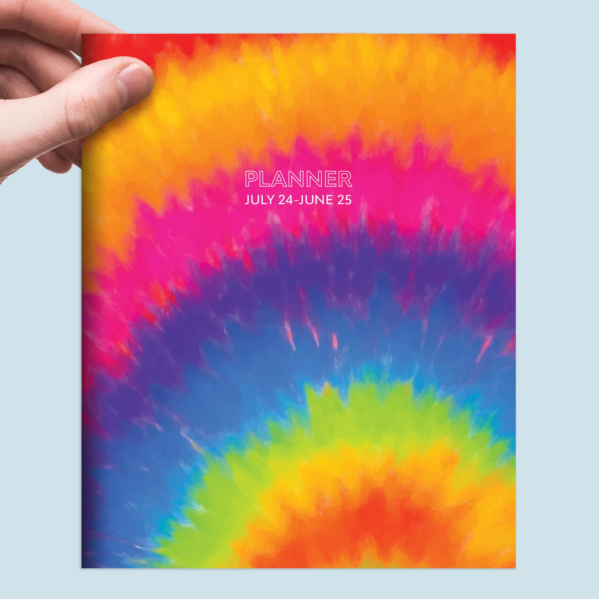 TF PUBLISHING Tie Dye Medium Monthly Planner 2024-2025 (July 2024 - June 2025) - 2 Page Spreads with Extra Large Calendar Grids & Planning Prompts - 6.5 x 8 Inch Academic Planner - Perfect for Students, Teachers & Office Organization