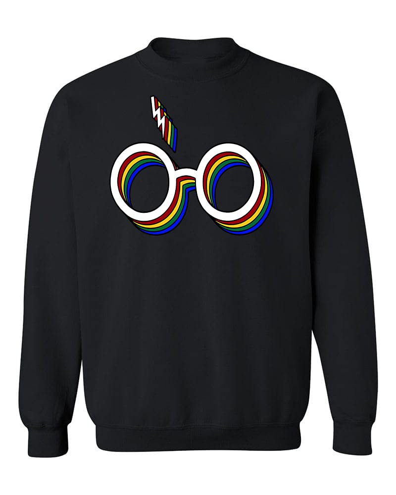 Stylish Unisex Crewneck Sweatshirt with Wizard Glasses & Bolt Design - Perfect for Cosplay, Halloween Costumes & Casual Streetwear