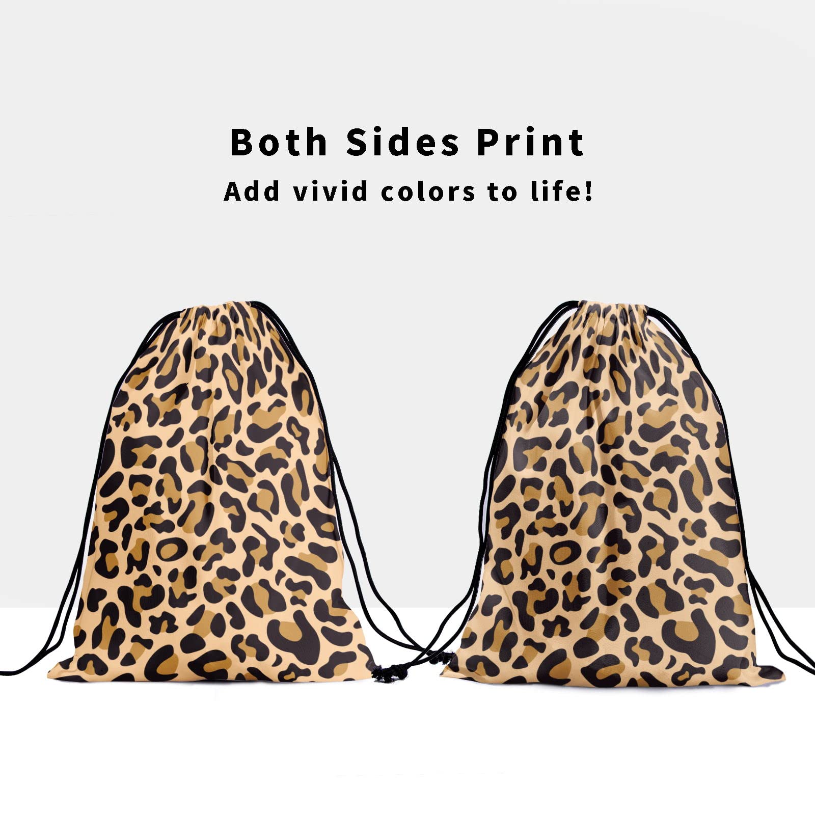 Brown Leopard Print Gymnastics Grip Bag - Adjustable Drawstring Storage Pouch for Sports Gear, Shoes & Towels - Wildlife Cheetah Pattern Polyester Bag for Gym, Travel & Dance Practice