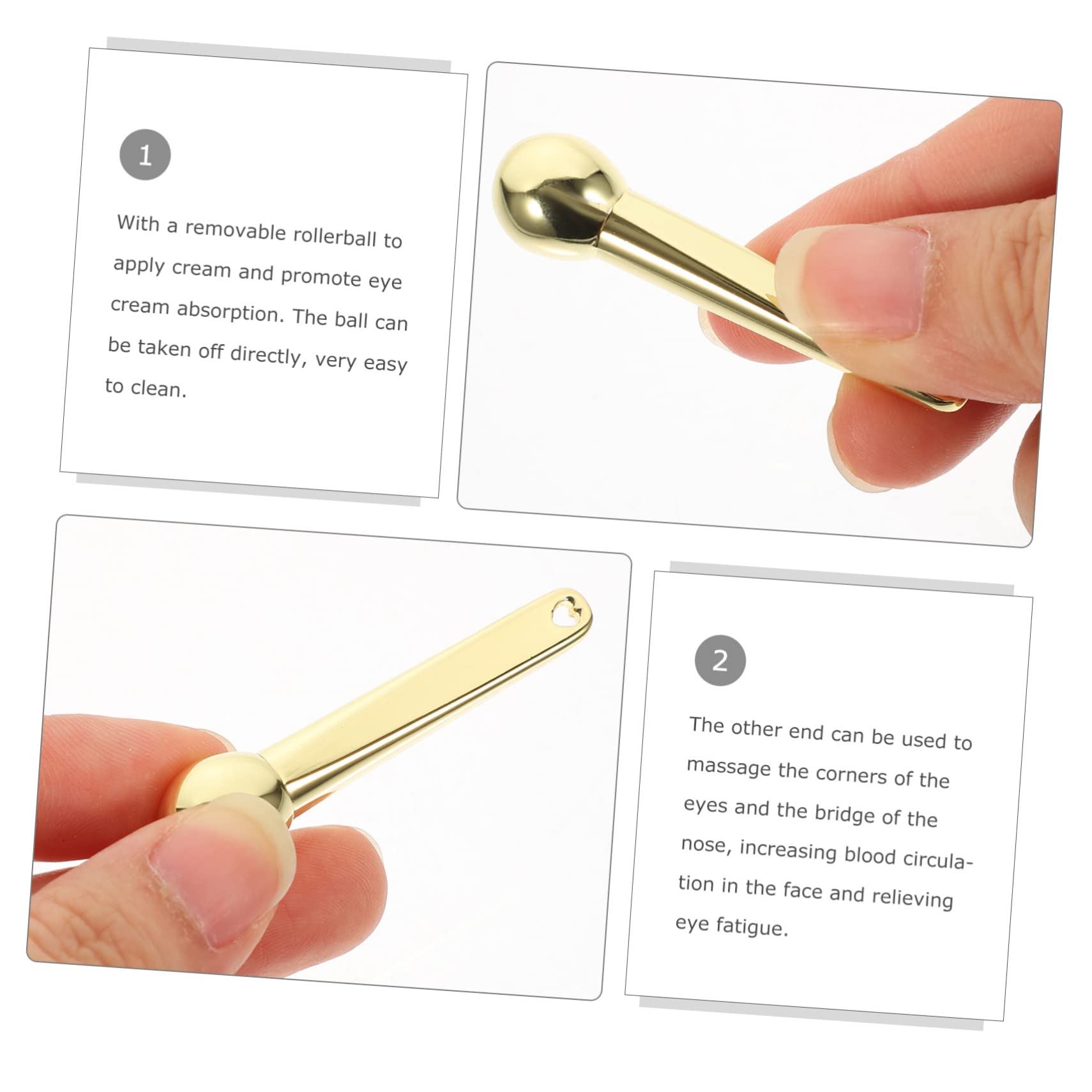 IPetBoom 2-Pack Gold Eye Roller Massage Tools - Zinc Alloy Facial Cream Applicator for Skincare & Eye Cream Application | Perfect for Home Spa, Anti-Aging Routine & Puffiness Relief