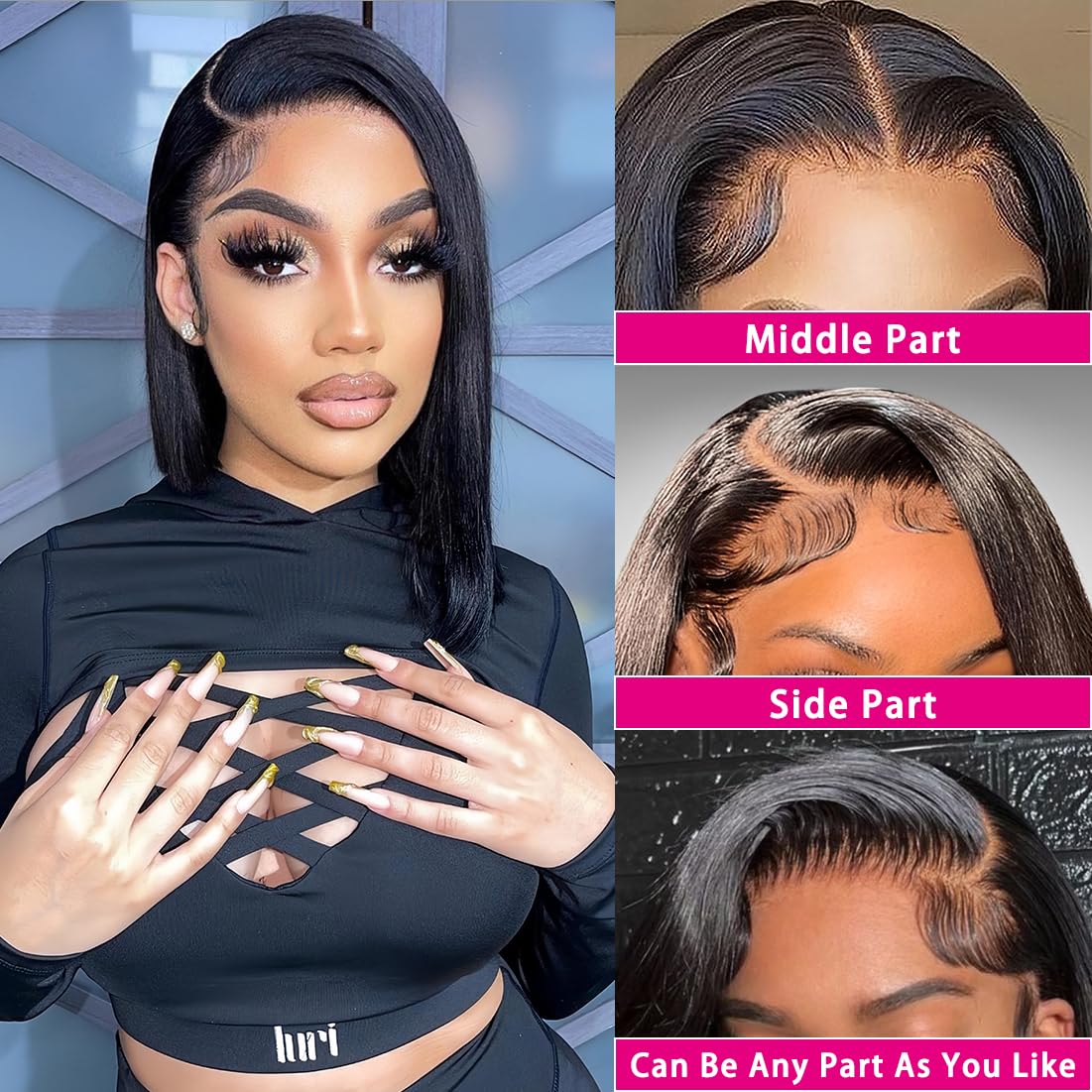 10 Inch HD Lace Front Bob Wig - 13x4 Pre-Plucked Human Hair Wig with 180% Density - Glueless Straight Short Bob Wig for Black Women (Natural Color) - Perfect for Daily Wear, Cosplay & Special Occasions