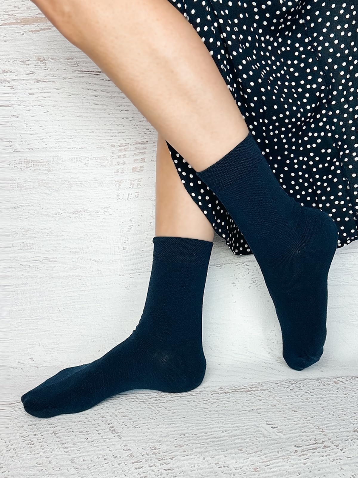 Women's Soft Combed Cotton Trouser Dress Socks - 3 Pack (Black, Gray, Navy Blue with Stars & Stripes) | Comfortable Everyday Wear for Work, Office & Casual Outfits