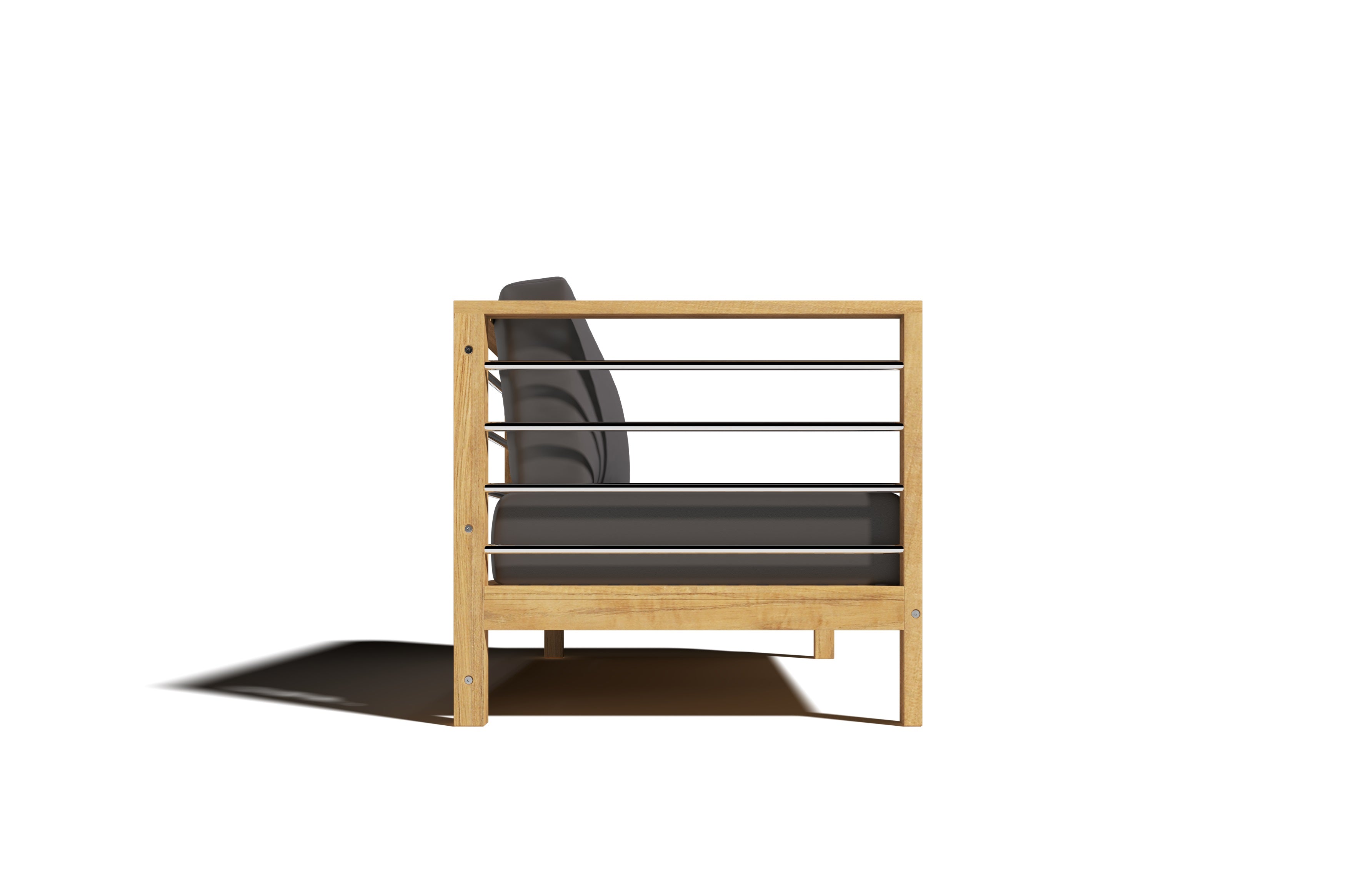 Premium Leon Teak Outdoor Sectional Left Sofa with Sunbrella Charcoal Cushion - Waterproof & UV Resistant Patio Furniture for Backyard, Poolside & Garden Relaxation