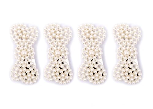 Navjai Medium White Pearl Hair Clips - Heart & Flower Hair Pins for Women, Girls & Baby (4-Pack) | Wedding, Party & Everyday Hair Accessories