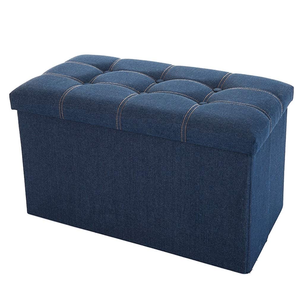 NMDCDH Denim Fabric Storage Stool - Multifunctional Seat & Toy Storage Box for Adults, Footrest & Shoe Changing Bench - Perfect for Living Room, Bedroom & Nursery Organization