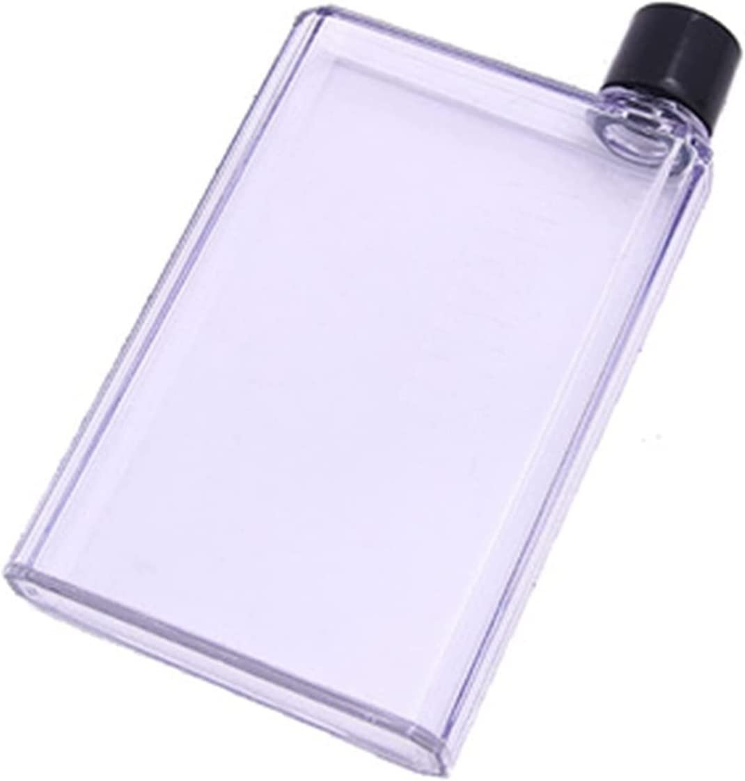 Tigrun Portable Flat Water Bottle with Notebook - Clear BPA-Free Sports Water Jug for Hiking, Gym & Office - Leakproof Drinking Bottle for Outdoor Activities & Daily Use
