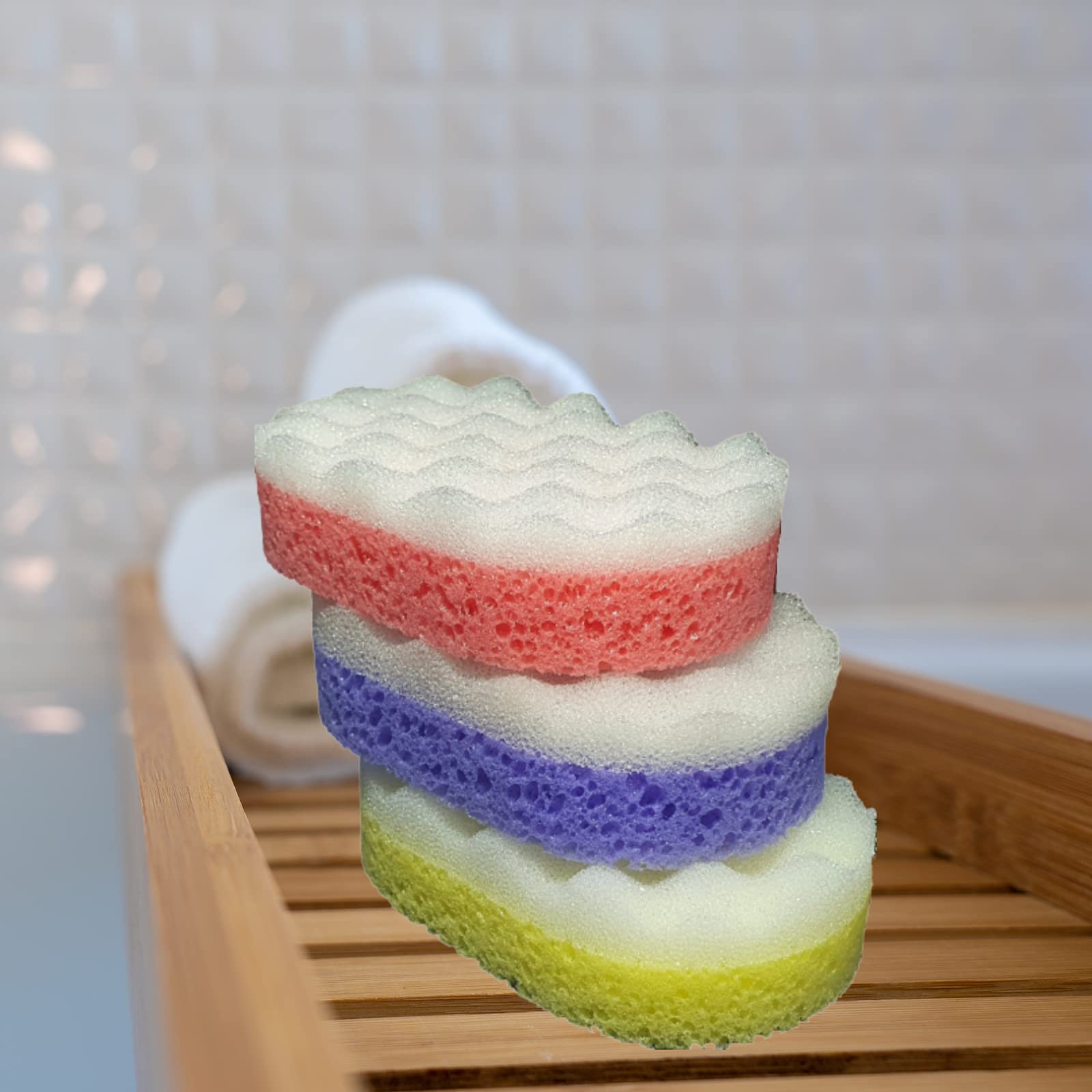 Naras 12 Pack Body Sponges for Shower - Dual Texture Exfoliating Sponge with Smooth & Rough Sides - Gentle Skin Care for Adults & Kids - Perfect for Daily Bath, Spa & Sensitive Skin Cleansing