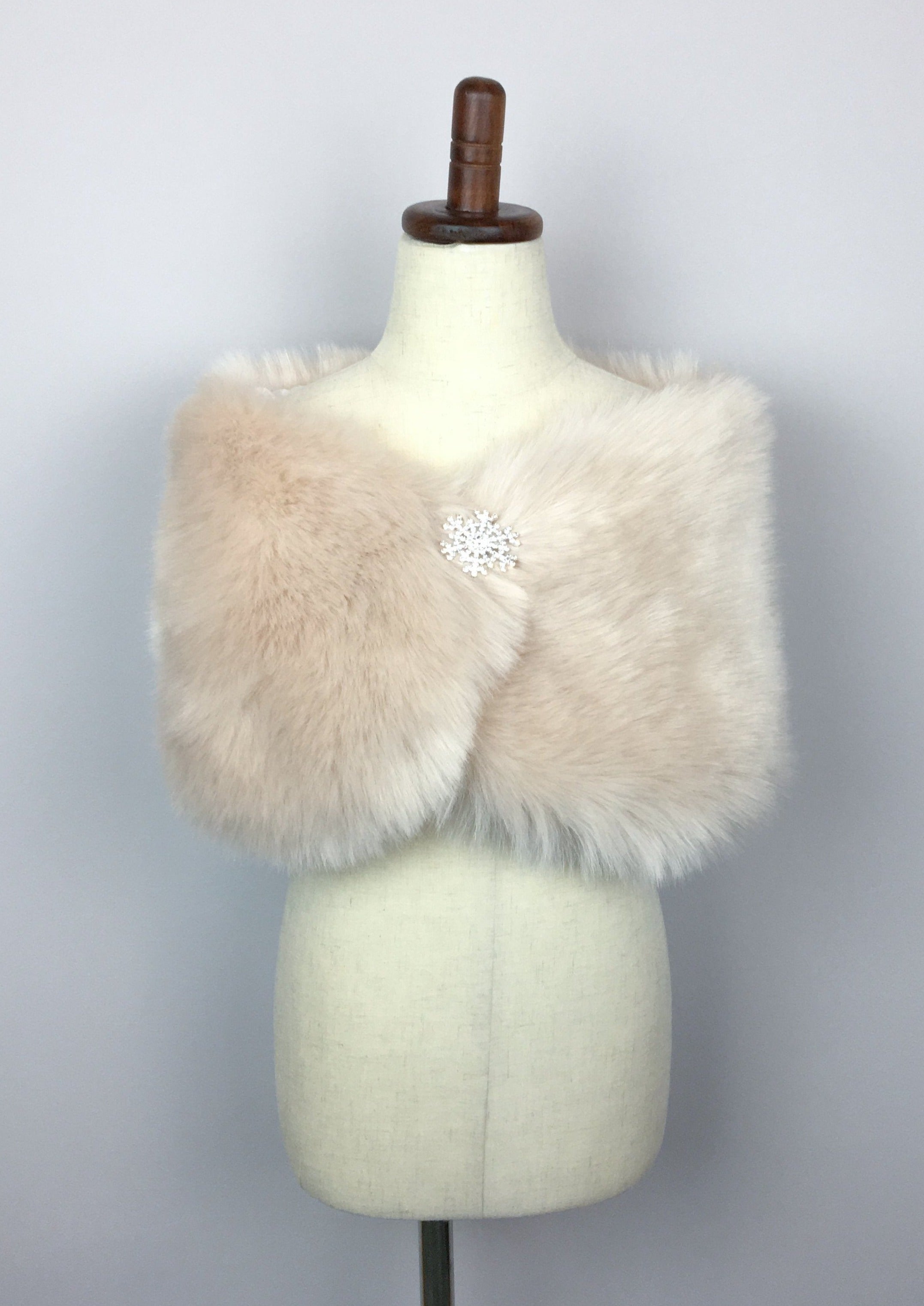 Beige Flower Girl Fur Wrap Shawl for Kids - Soft & Warm Winter Accessory for Weddings, Parties & Special Occasions (Kid Blu01)