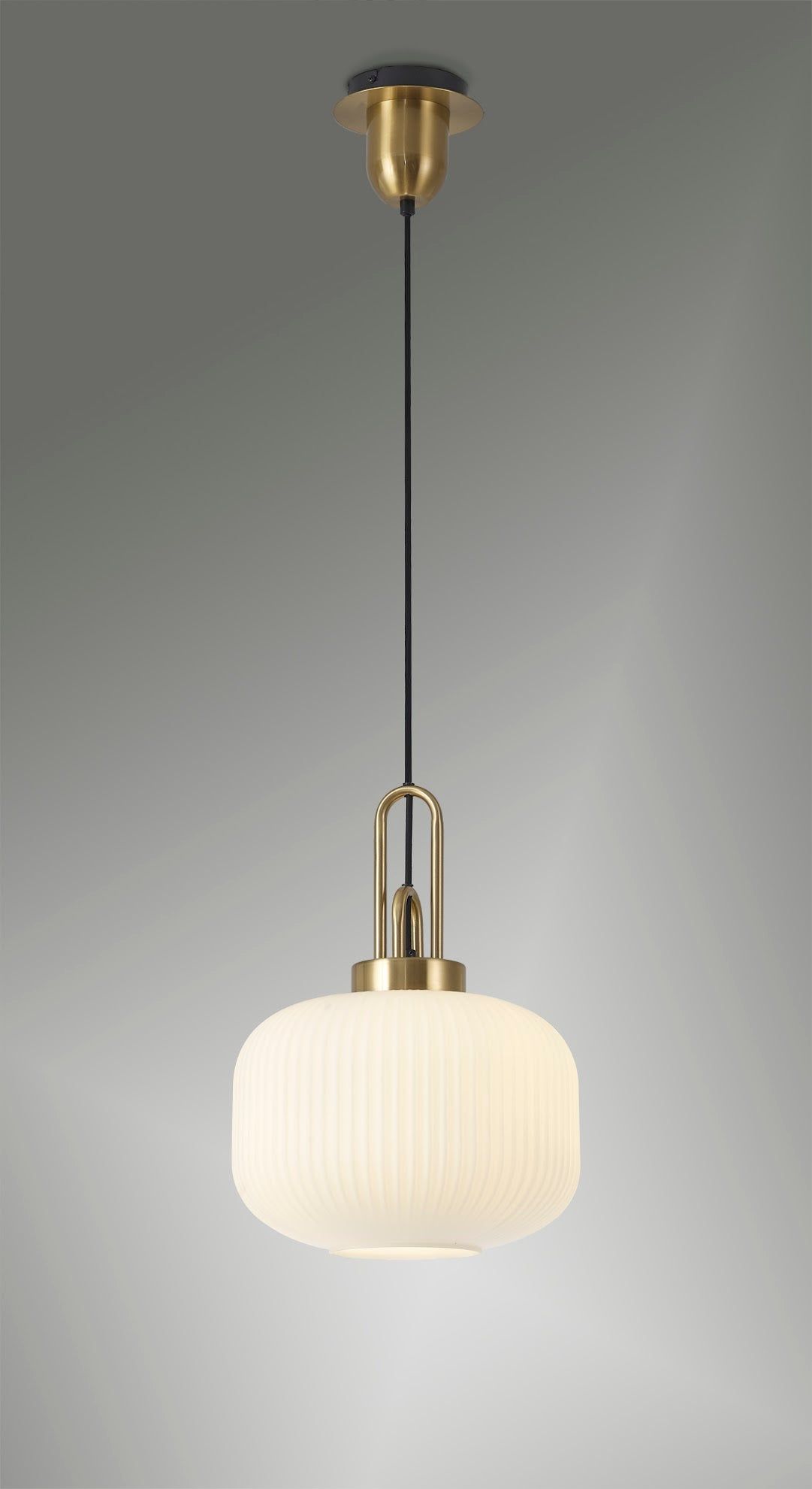 Stylish Cadiz 1-Light Pendant Light with 30cm Pumpkin-Shaped Ribbed Glass Shade - E27 Socket, IP20 Rated, Multiple Color Options - Perfect for Kitchen Island, Dining Room, or Entryway Lighting