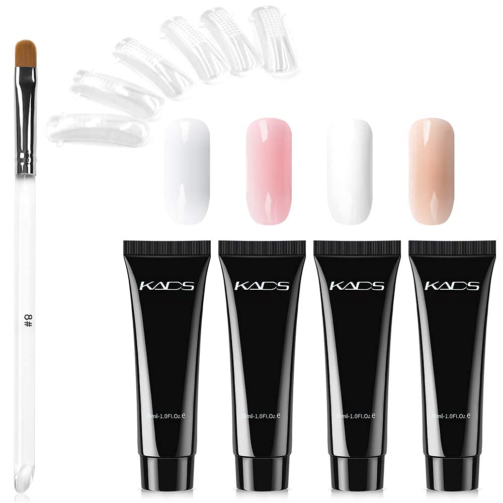 KADS Professional Nail Extension Gel Kit - All-in-One French Manicure Set with 4 Gels, Nail Tips & #8 Brush | Salon-Quality Nail Enhancement for DIY & Professional Technicians | Perfect for Home Use, Bridal Nails & Special Occasions