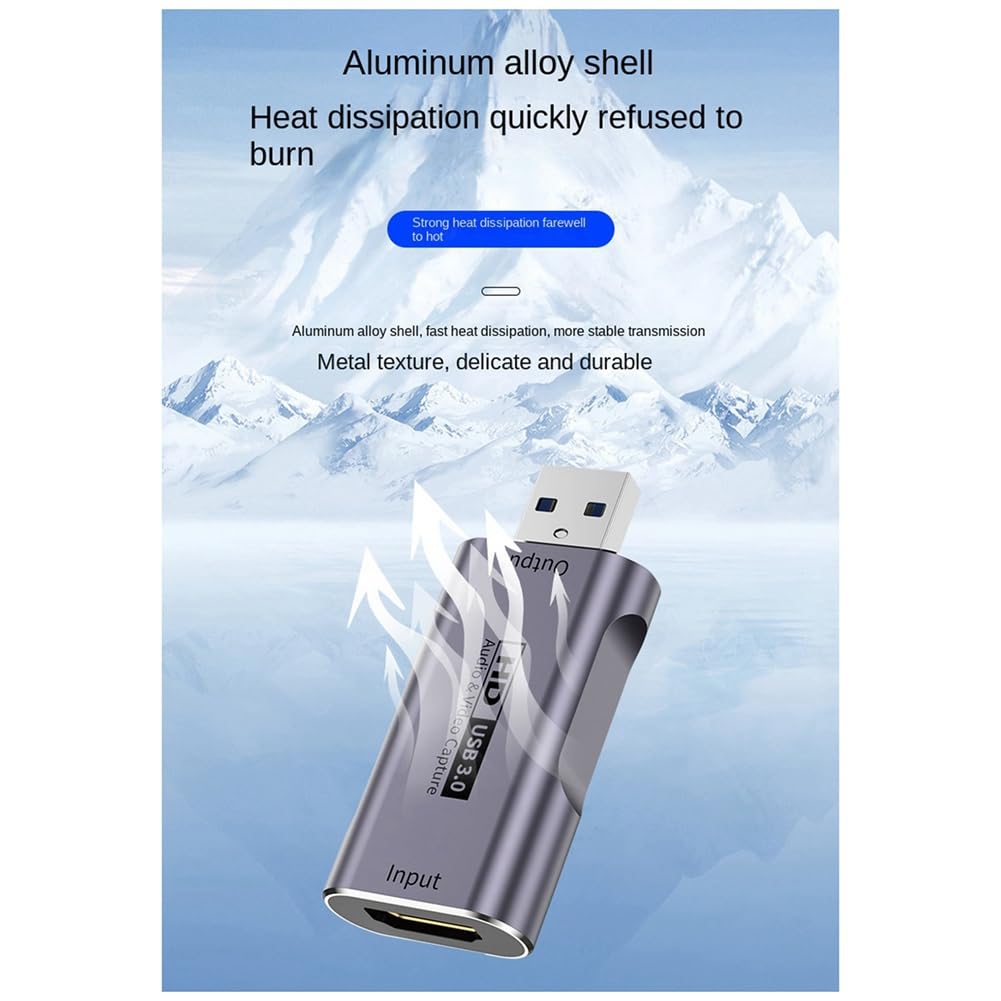 Lzeouean USB 3.0高清视频采集卡 适用于游戏直播、摄像机、电视盒、游戏录制、视频会议、在线教学