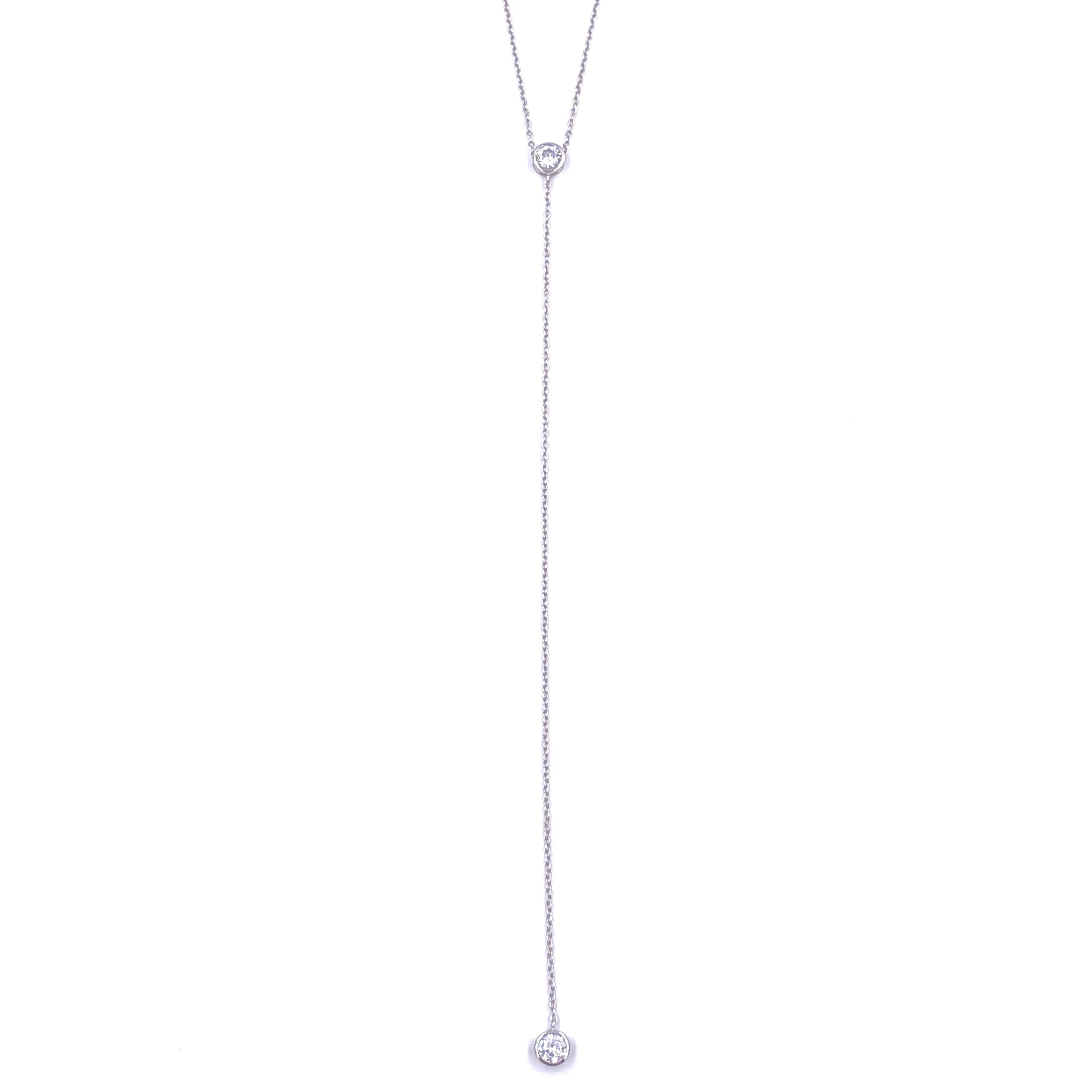 Ashley Gold Sterling Silver CZ Center & Drop Lariat Necklace for Women - Elegant Layered Pendant Chain Jewelry for Party, Wedding & Evening Wear