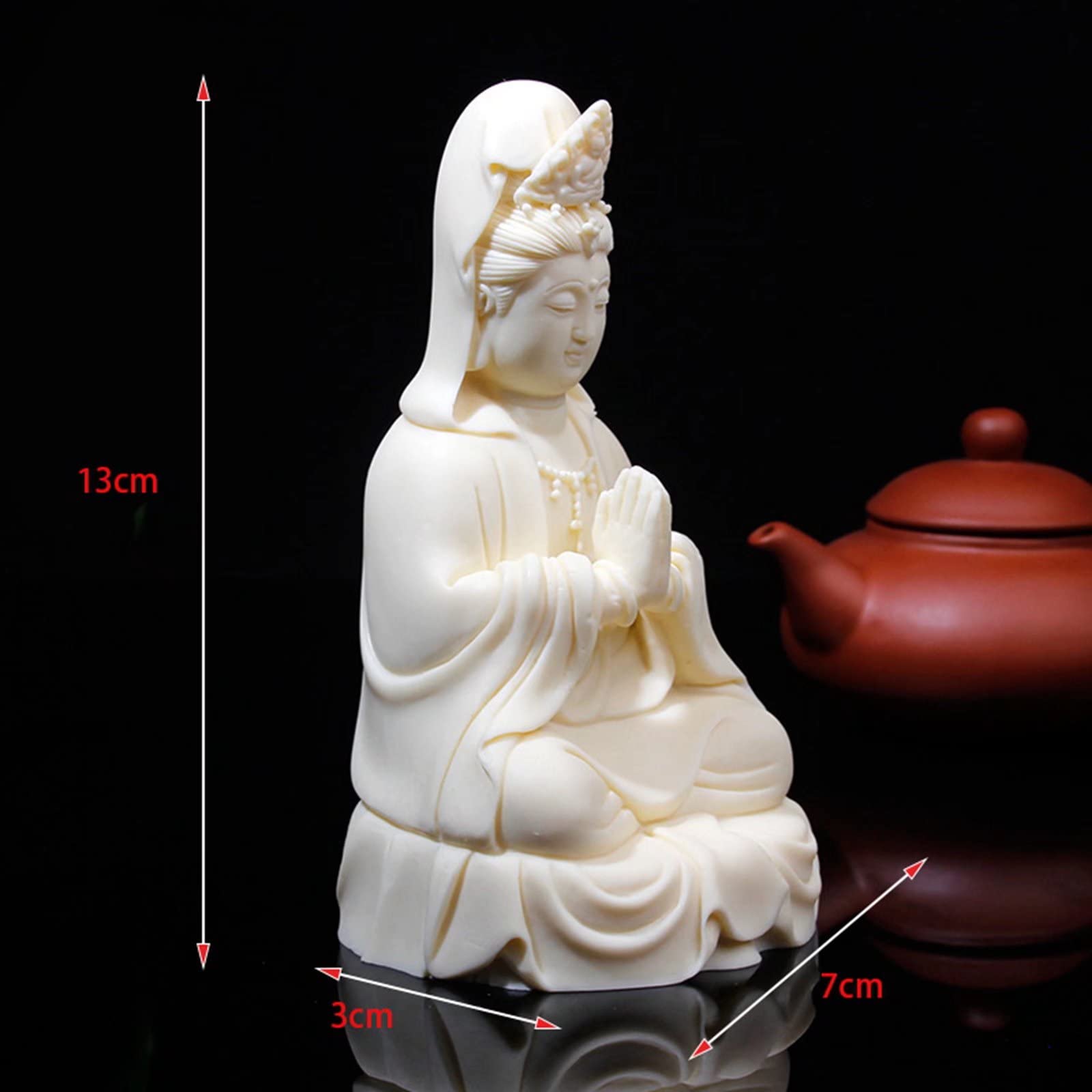 White Kuanyin Buddha Statue - Elegant Home & Office Decor, Goddess of Mercy Statue for Meditation, Feng Shui & Spiritual Healing