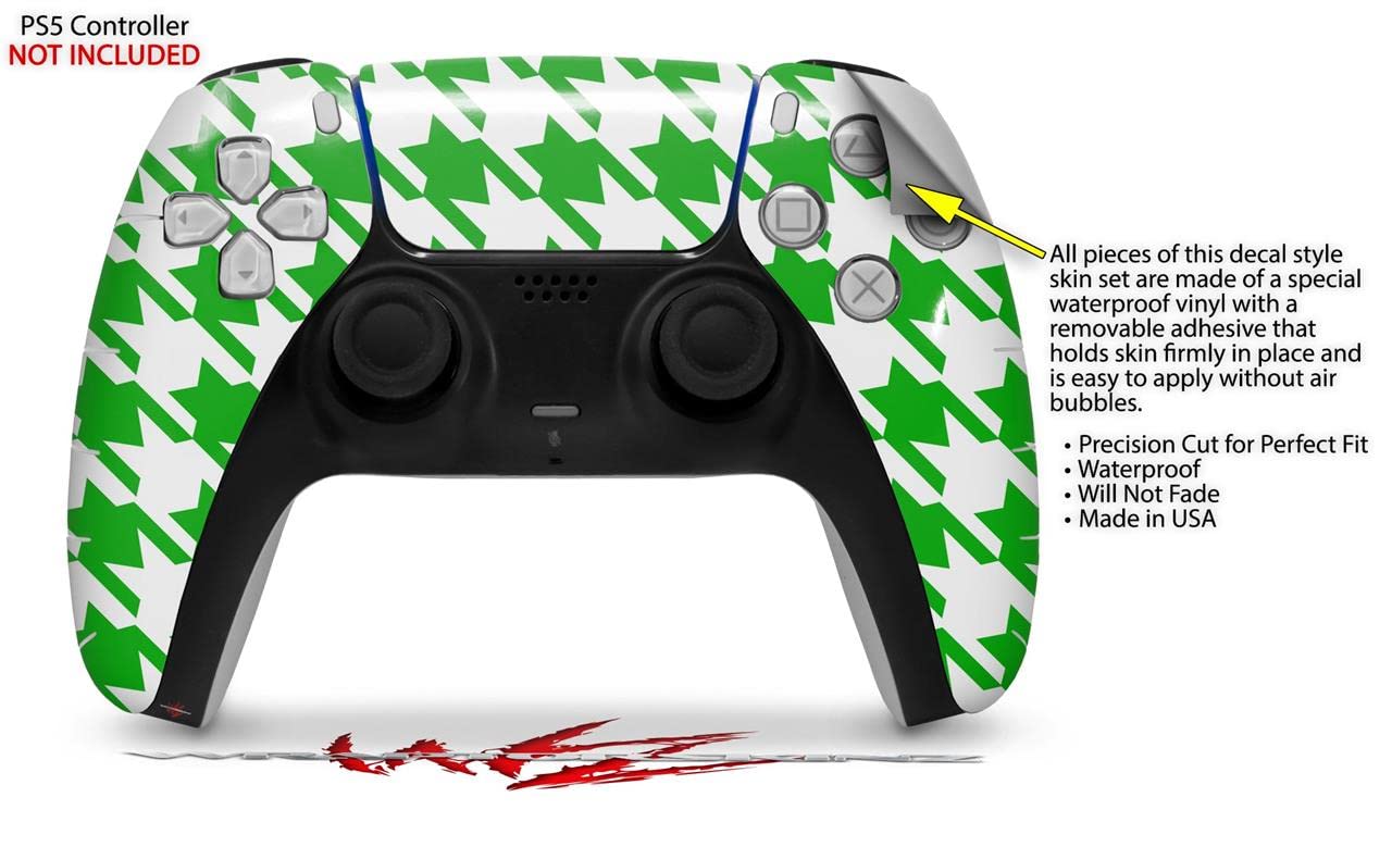 PS5 DualSense Controller Skin Wrap - Houndstooth Green for Gaming Protection