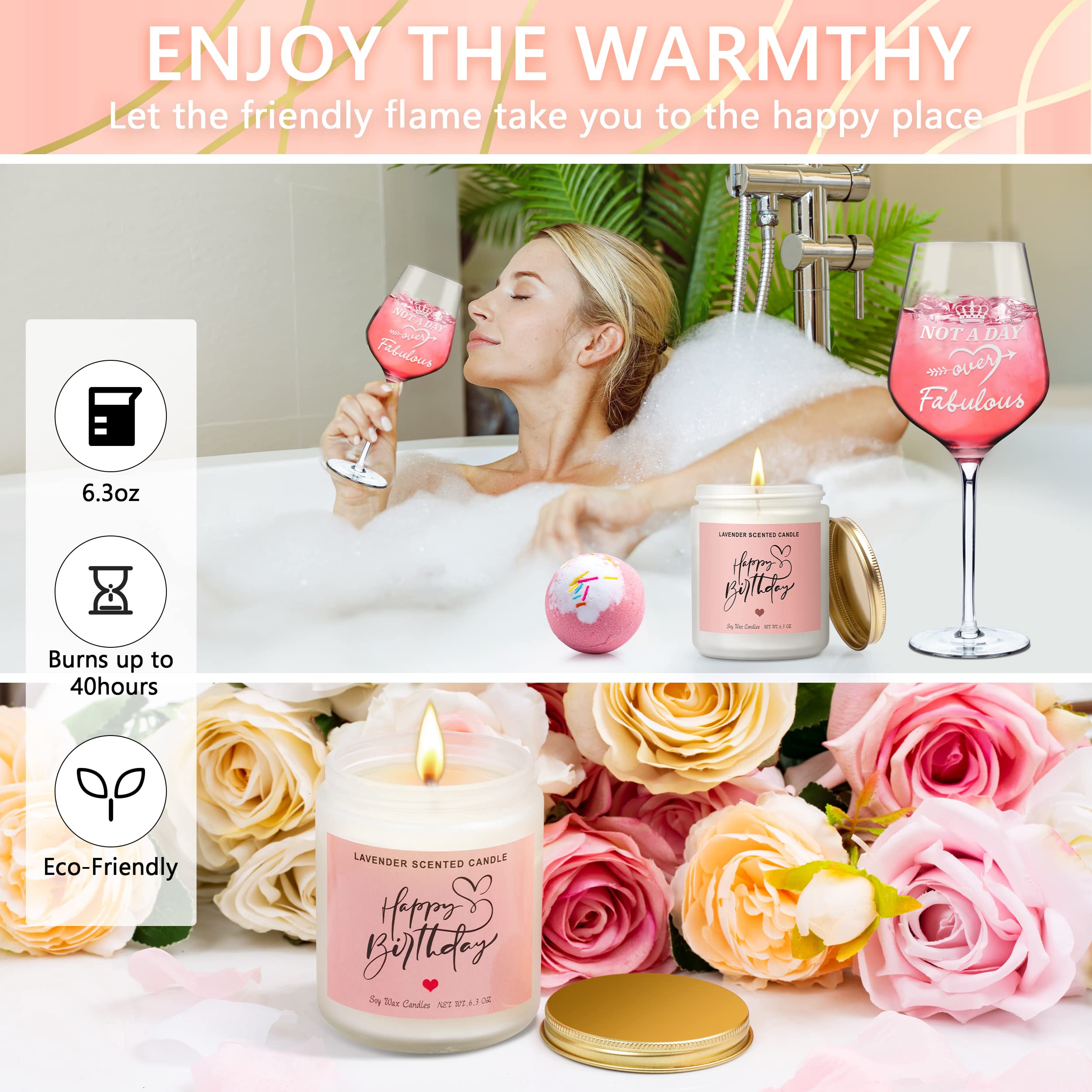 **Best Birthday Gifts for Women - Elegant Gift Basket Set for Her, Mom, Wife, Sister, Best Friend & Coworker - Includes Candles, Tiara, Sash & Rose - Perfect for Birthdays, Parties & Celebrations**