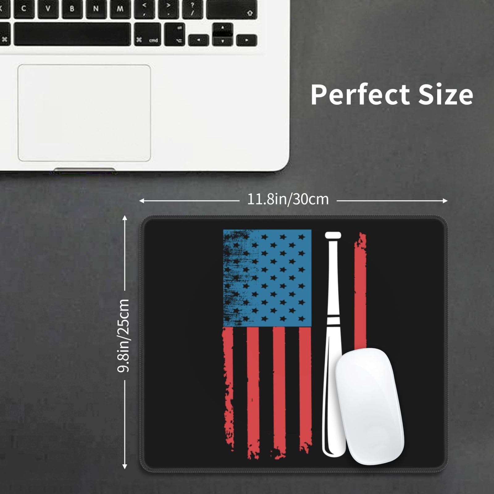 SIYTUAU USA Flag Baseball Mouse Pad - Waterproof, Non-Slip Rubber Gaming Mousepad (10x12 Inch) for Laptop, Office & PC - Perfect for Gamers, Work & Home Use