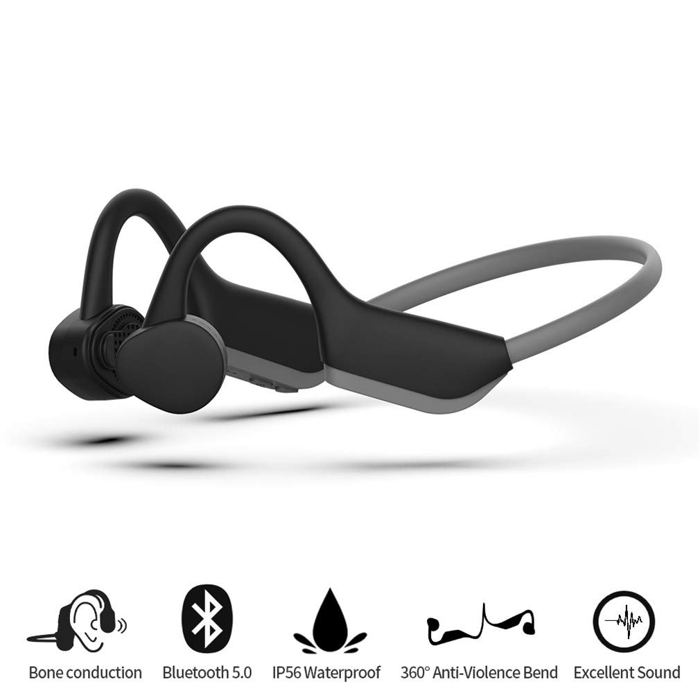 Bluetooth 5.0 Bone Conduction Headphones - Wireless Open-Ear Sports Headphones with HD Stereo Sound, IPX5 Sweatproof & Waterproof for Running, Cycling, Gym Workouts - Perfect for Outdoor Activities & Fitness Enthusiasts (Black)
