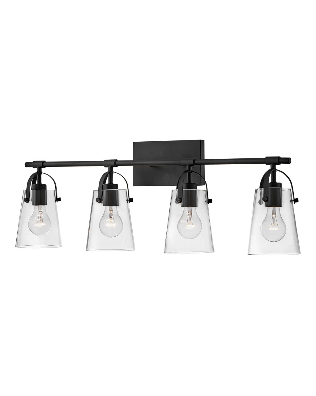 Hinkley Foster Collection 4-Light Bathroom Vanity Light Fixture - Black Finish with Clear Glass Shades for Bathroom Mirror Lighting & Modern Home Decor