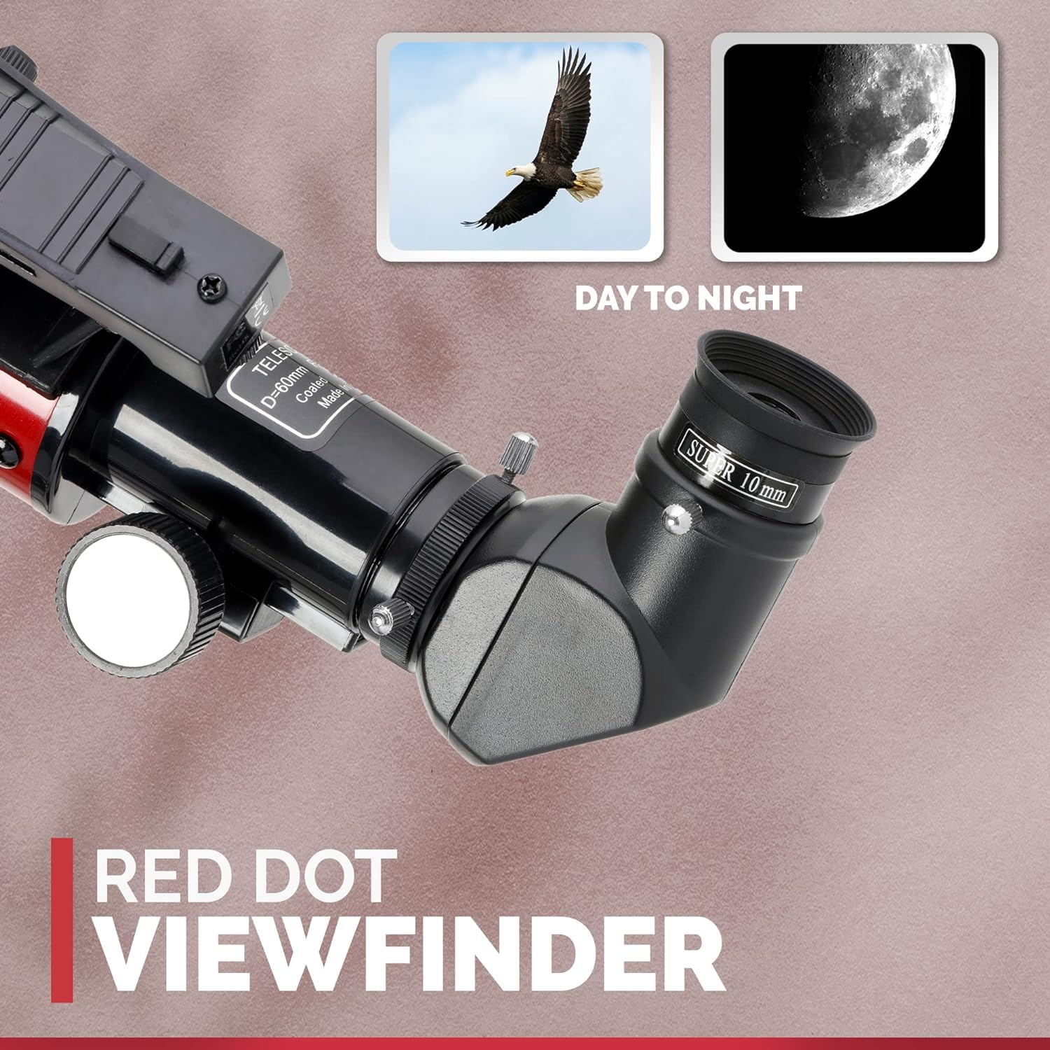 AmScope 80mm Aperture Refractor Telescope with Equatorial Mount - 900mm Focal Length Astronomy Telescope with Stainless Steel Tripod & Red Dot Finder - Perfect for Stargazing, Astrophotography and Celestial Observation